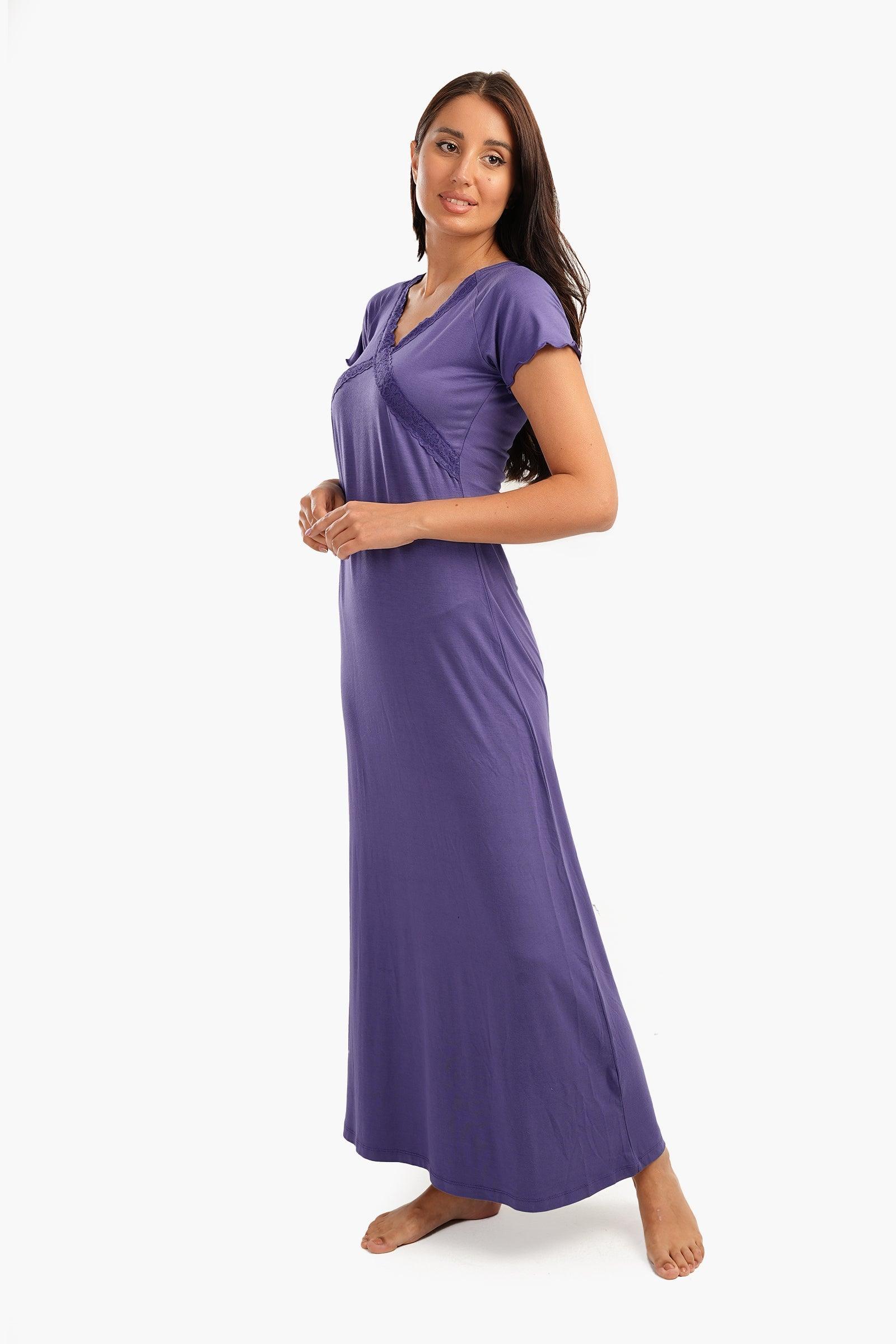 Frilled Short Sleeves Nightgown - Carina - كارينا