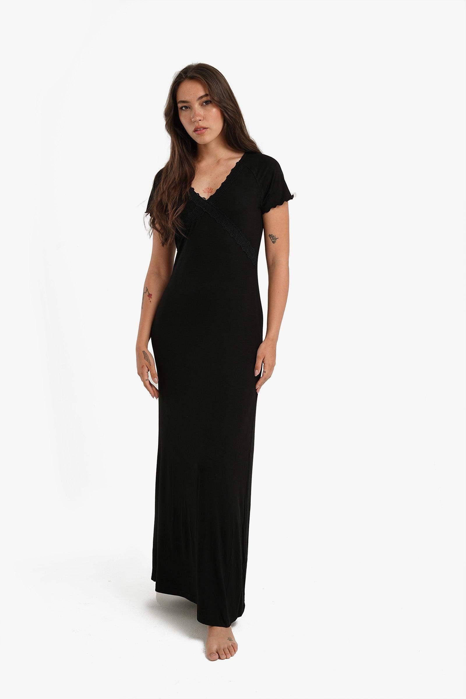 Frilled Short Sleeves Nightgown - Carina - كارينا