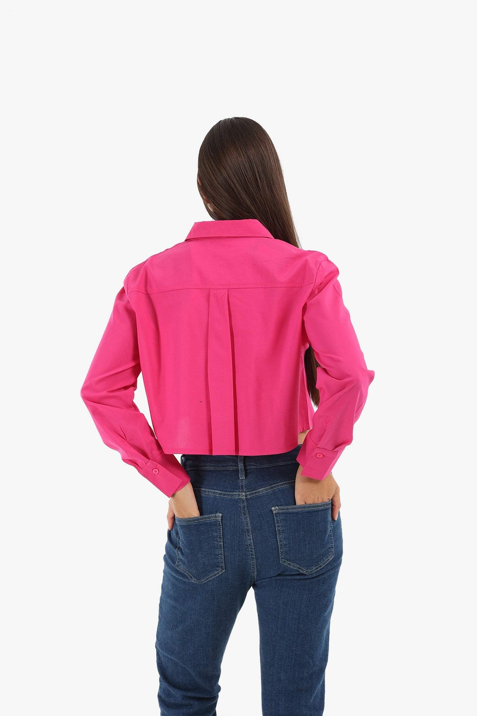 Fuchsia Casual Cropped Shirt - Carina - كارينا