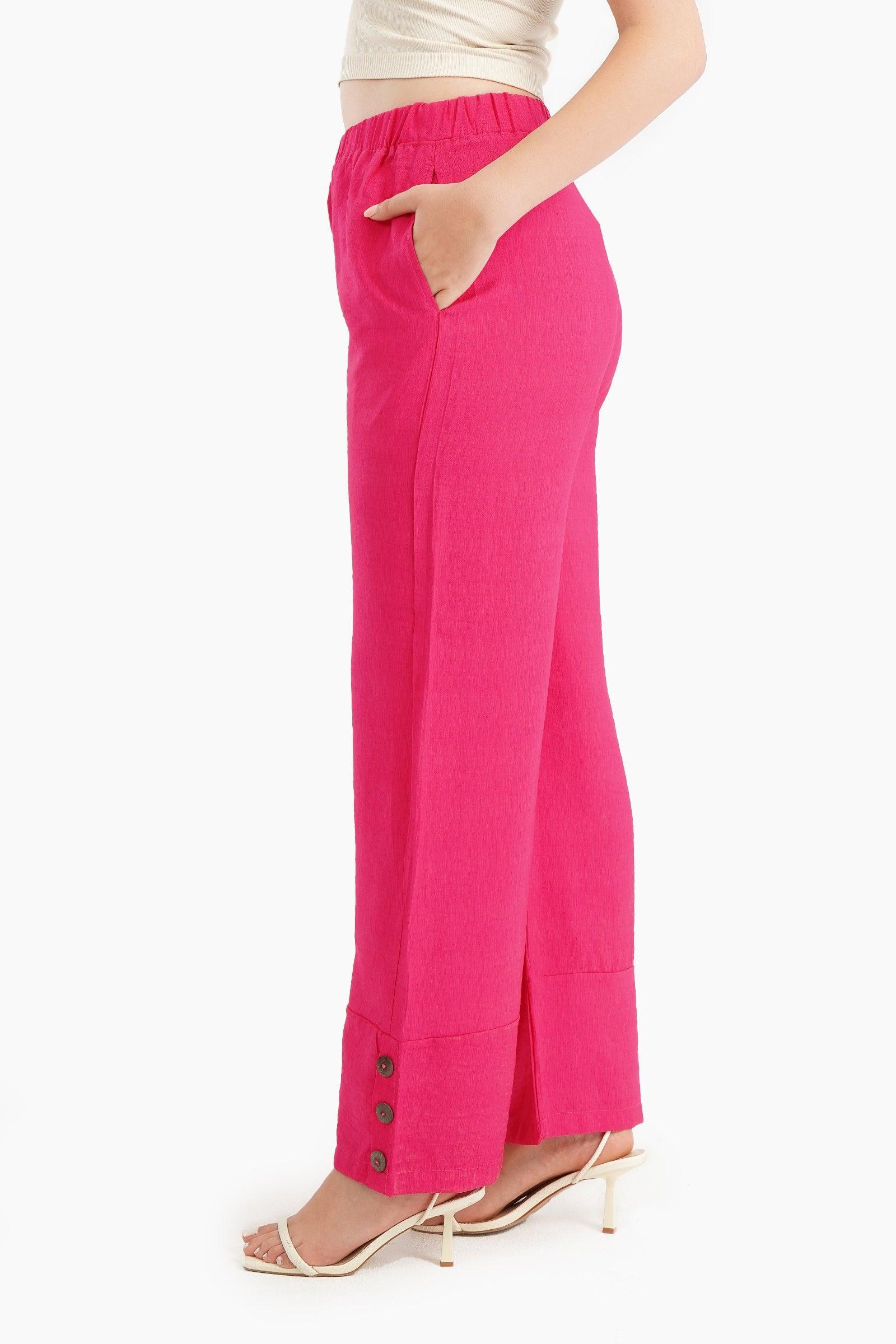 Fuchsia Linen Lounge Pants - Carina - كارينا