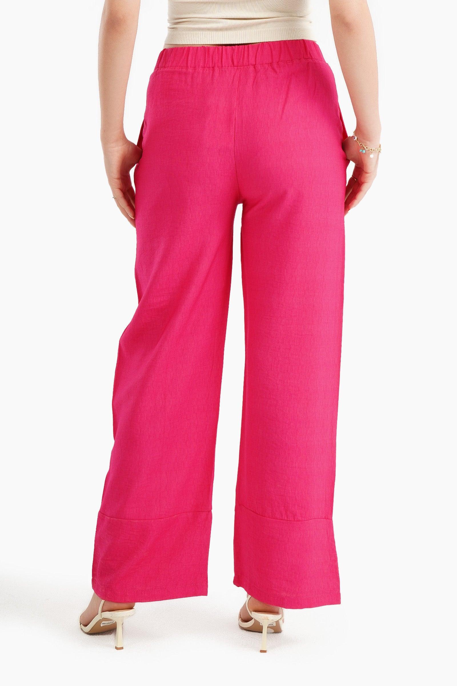Fuchsia Linen Lounge Pants - Carina - كارينا