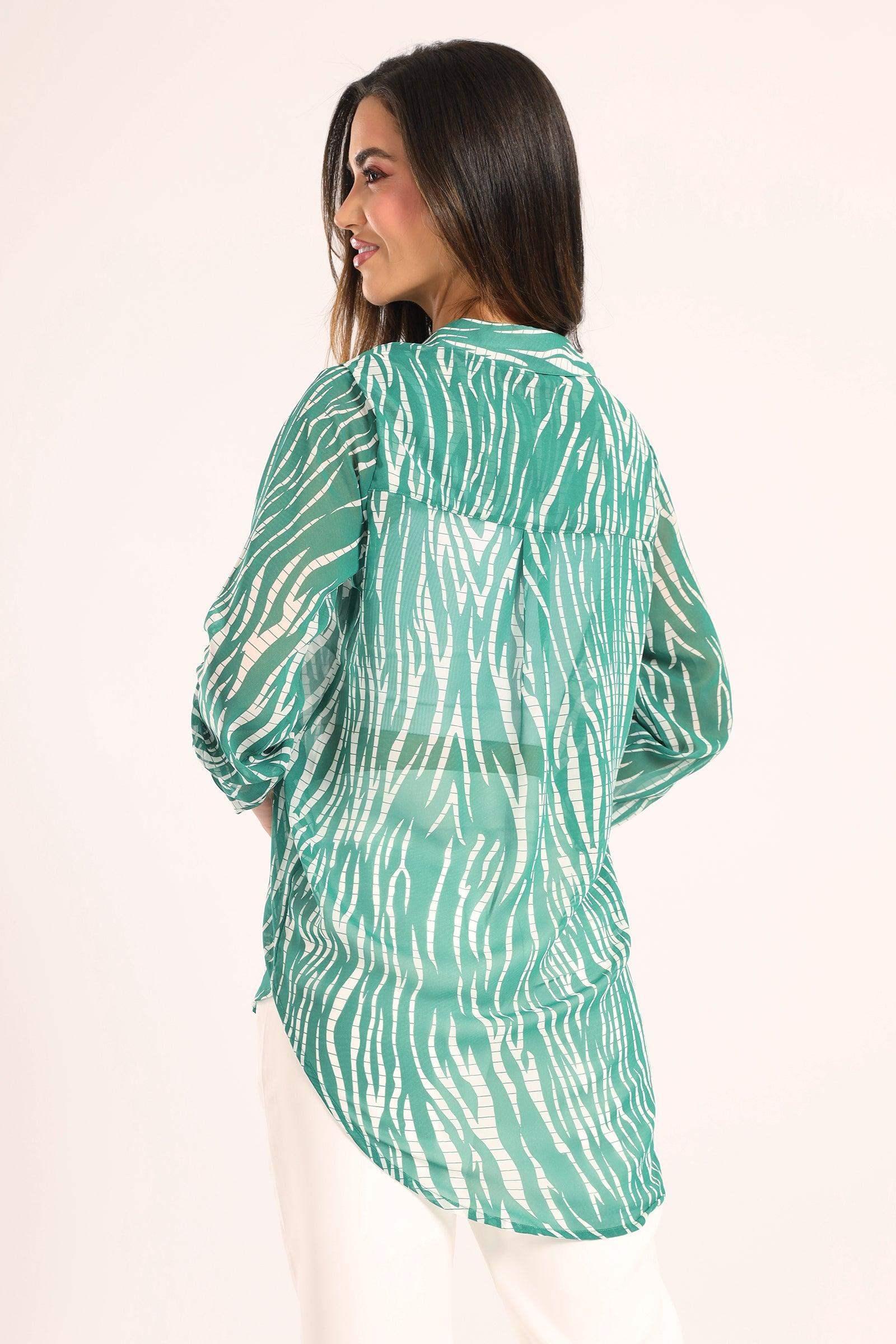 Green Zebra Print Shirt - Carina - كارينا