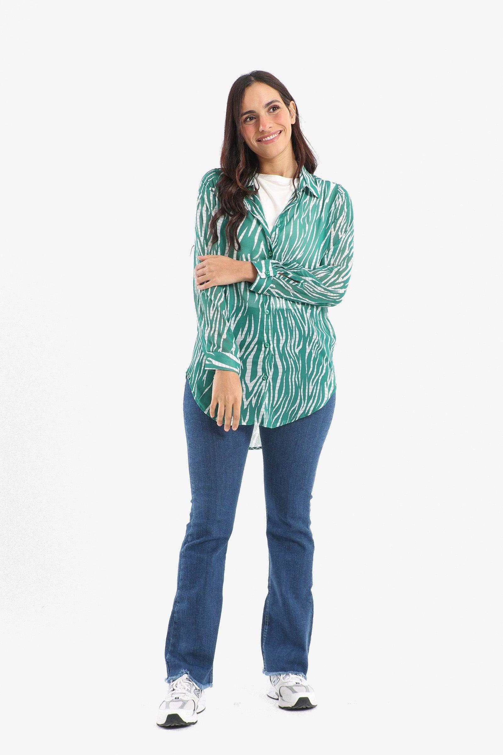 Green Zebra Print Shirt - Carina - كارينا