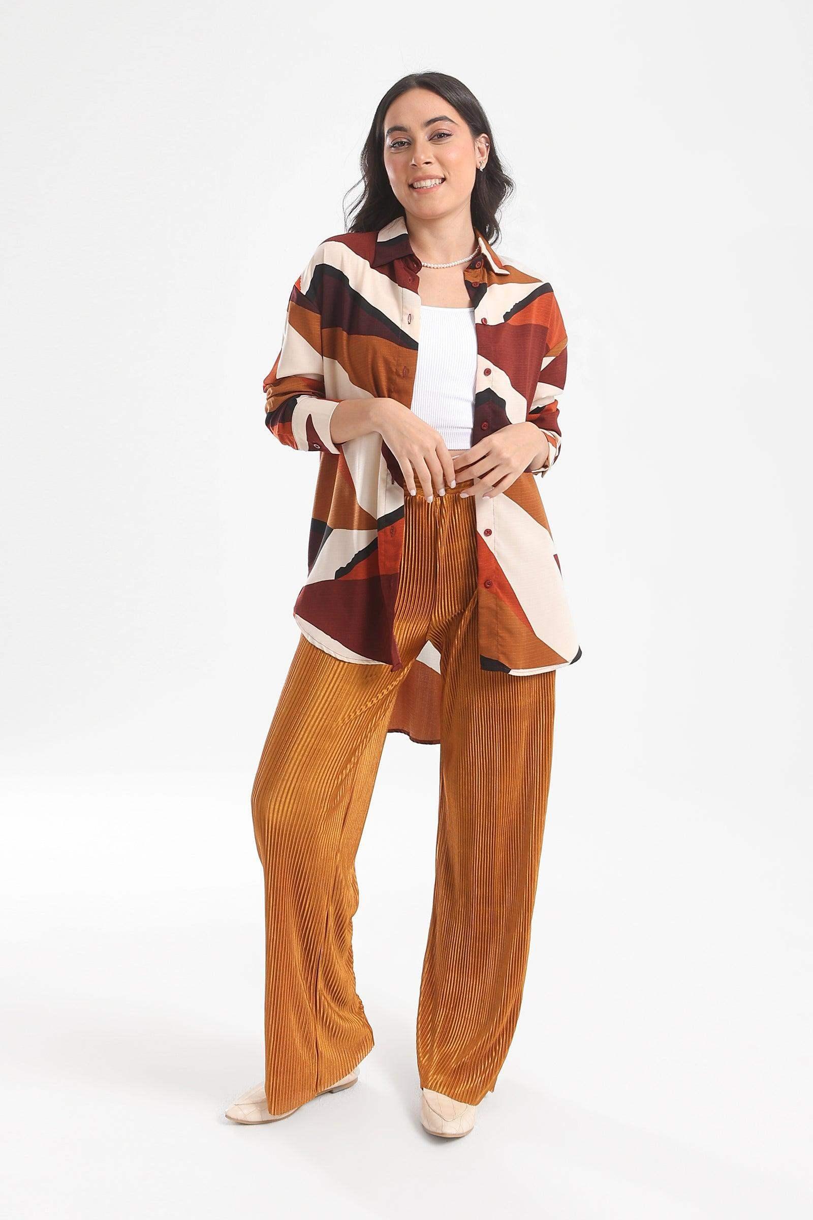 High Low Printed Shirt - Carina - كارينا
