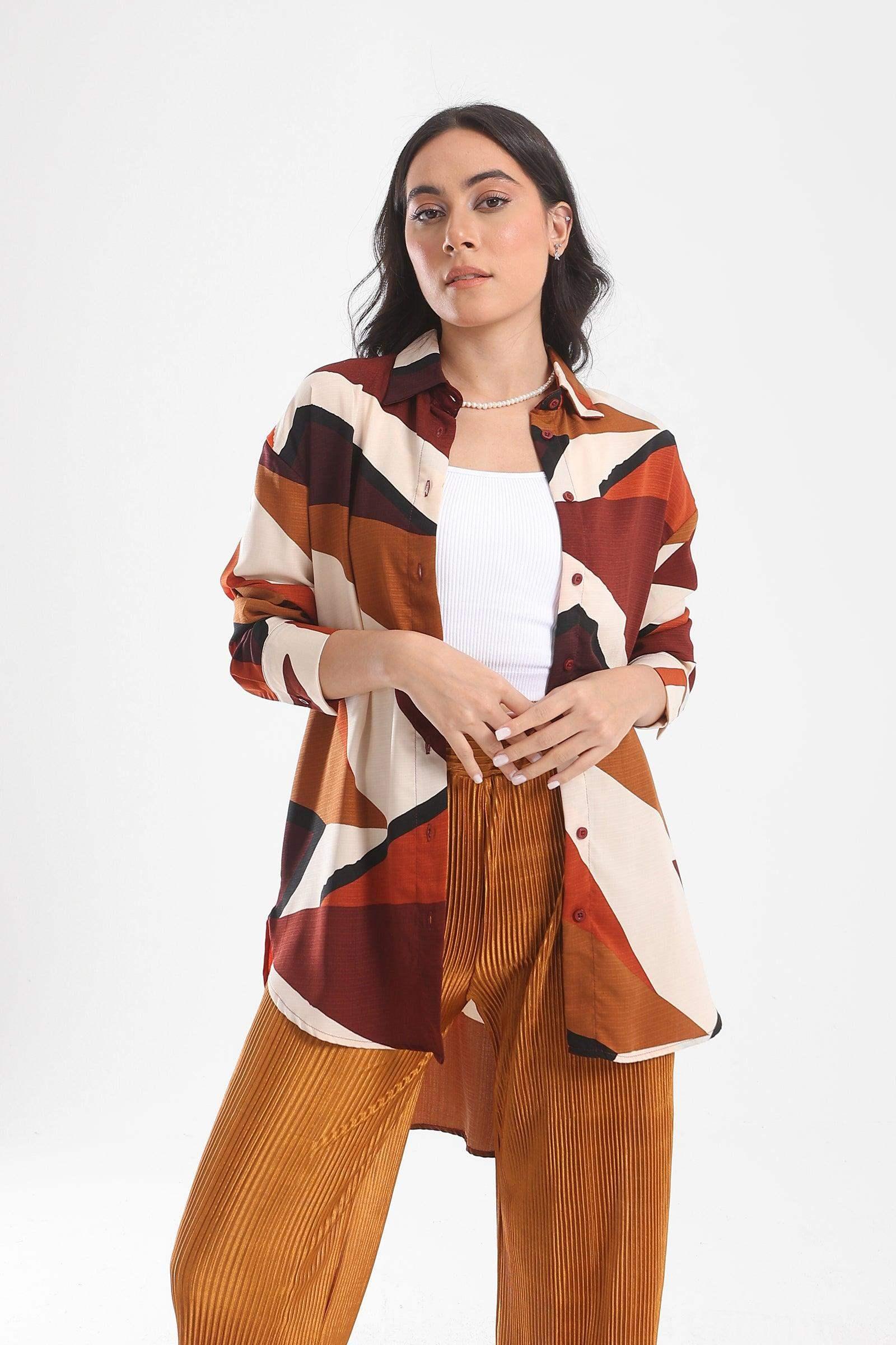 High Low Printed Shirt - Carina - كارينا