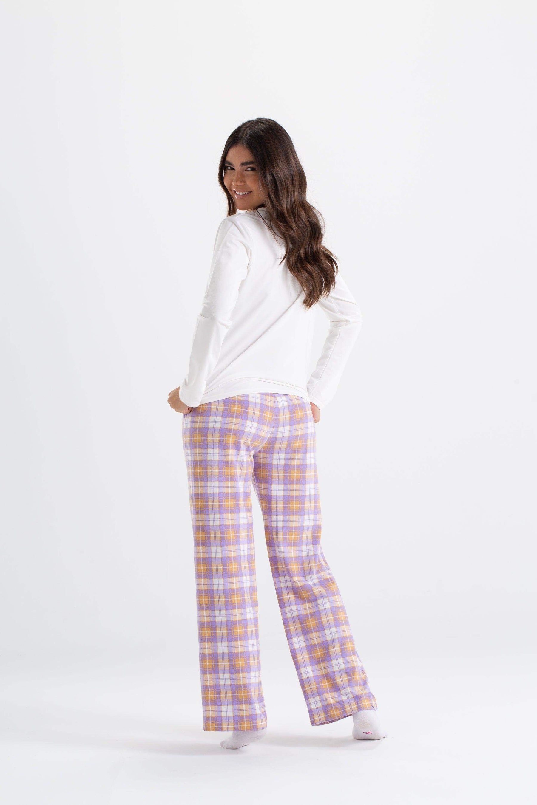 Lilac Checkers Pyjama Set - Carina - كارينا
