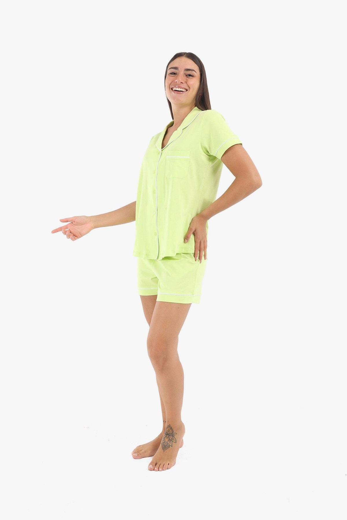 Lime Pyjama Short Set - Carina - كارينا