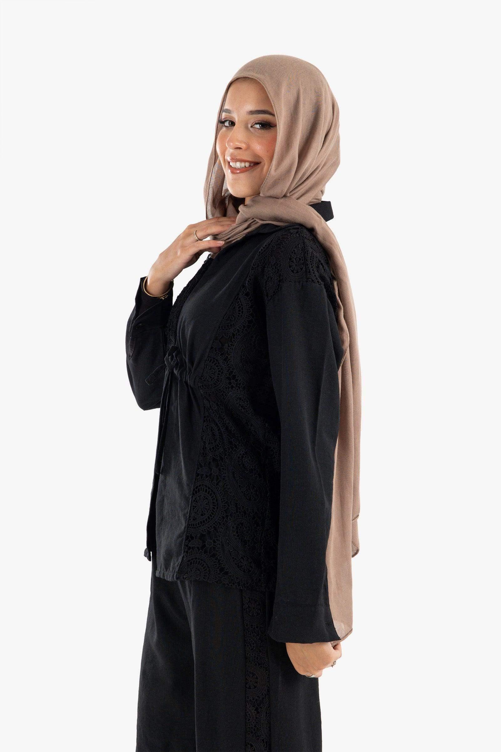 Linen Lounge Jacket with Embroidery - Carina - كارينا