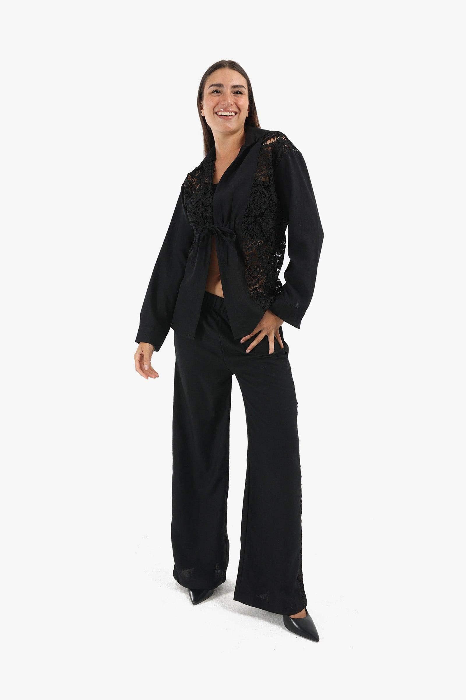 Linen Lounge Pants with Embroidery - Carina - كارينا