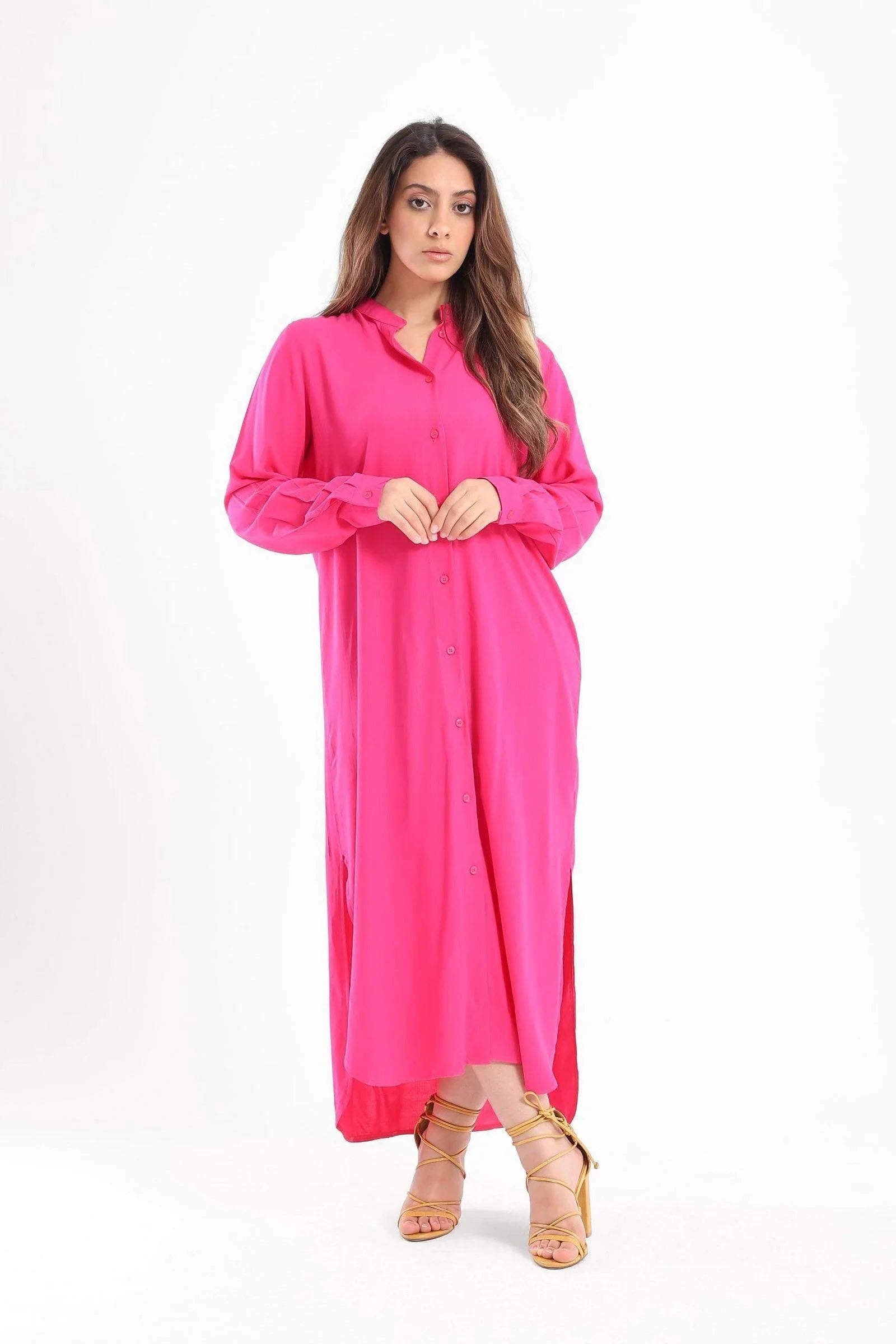Mandarin Collar Shirt Dress - Carina - كارينا