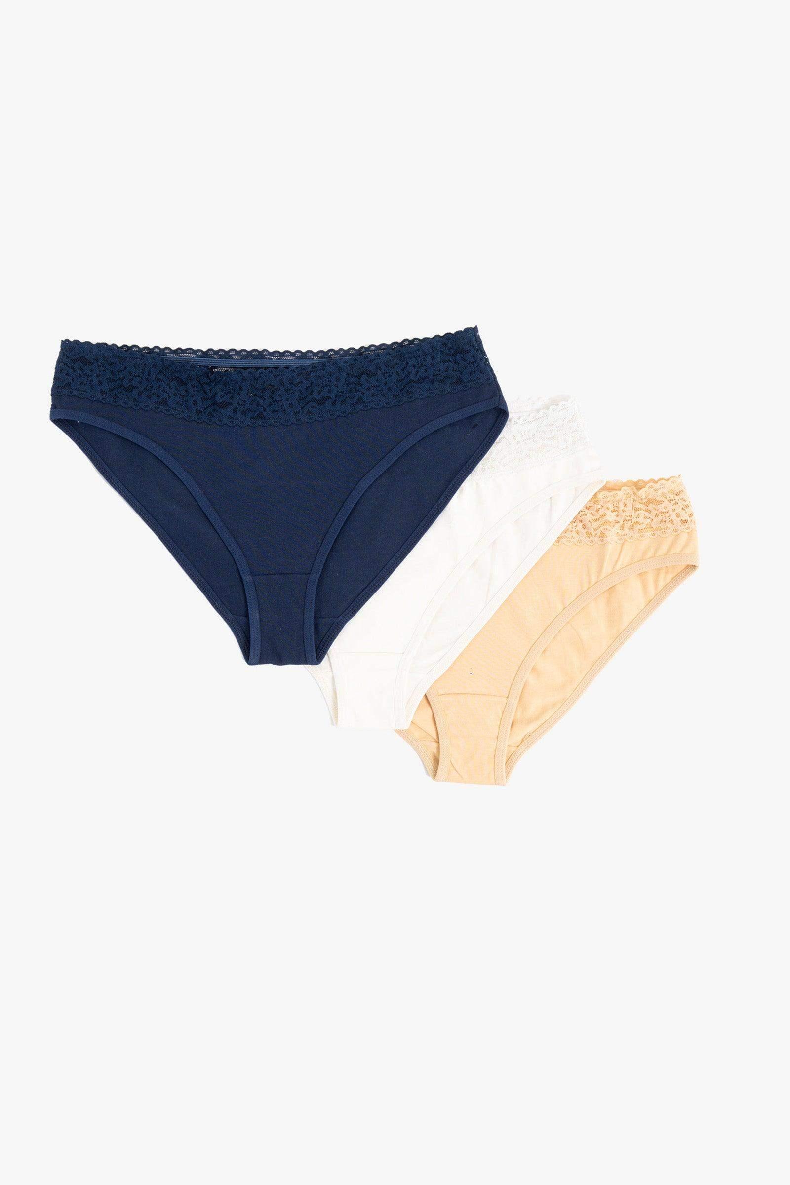 Pack of 3 Bikini Panties with Lace - Carina - كارينا