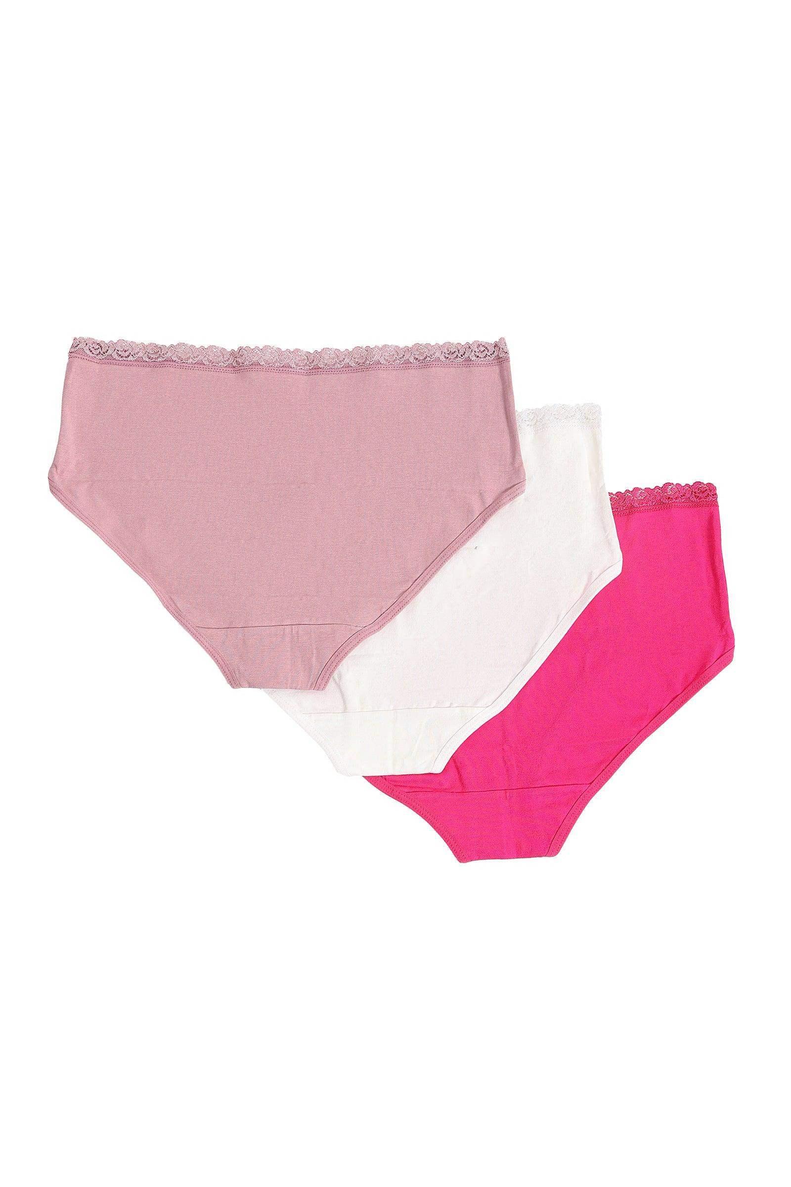 Pack of 3 Full Brief Panties with Lace - Carina - كارينا