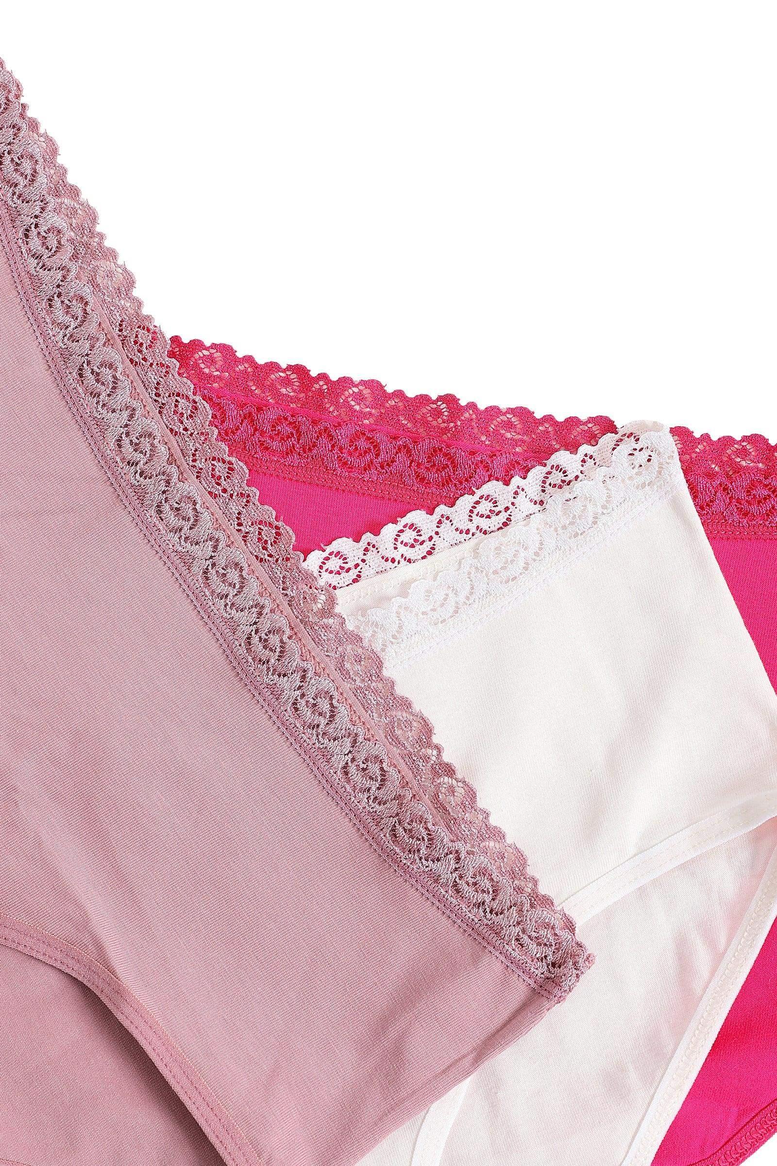 Pack of 3 Full Brief Panties with Lace - Carina - كارينا