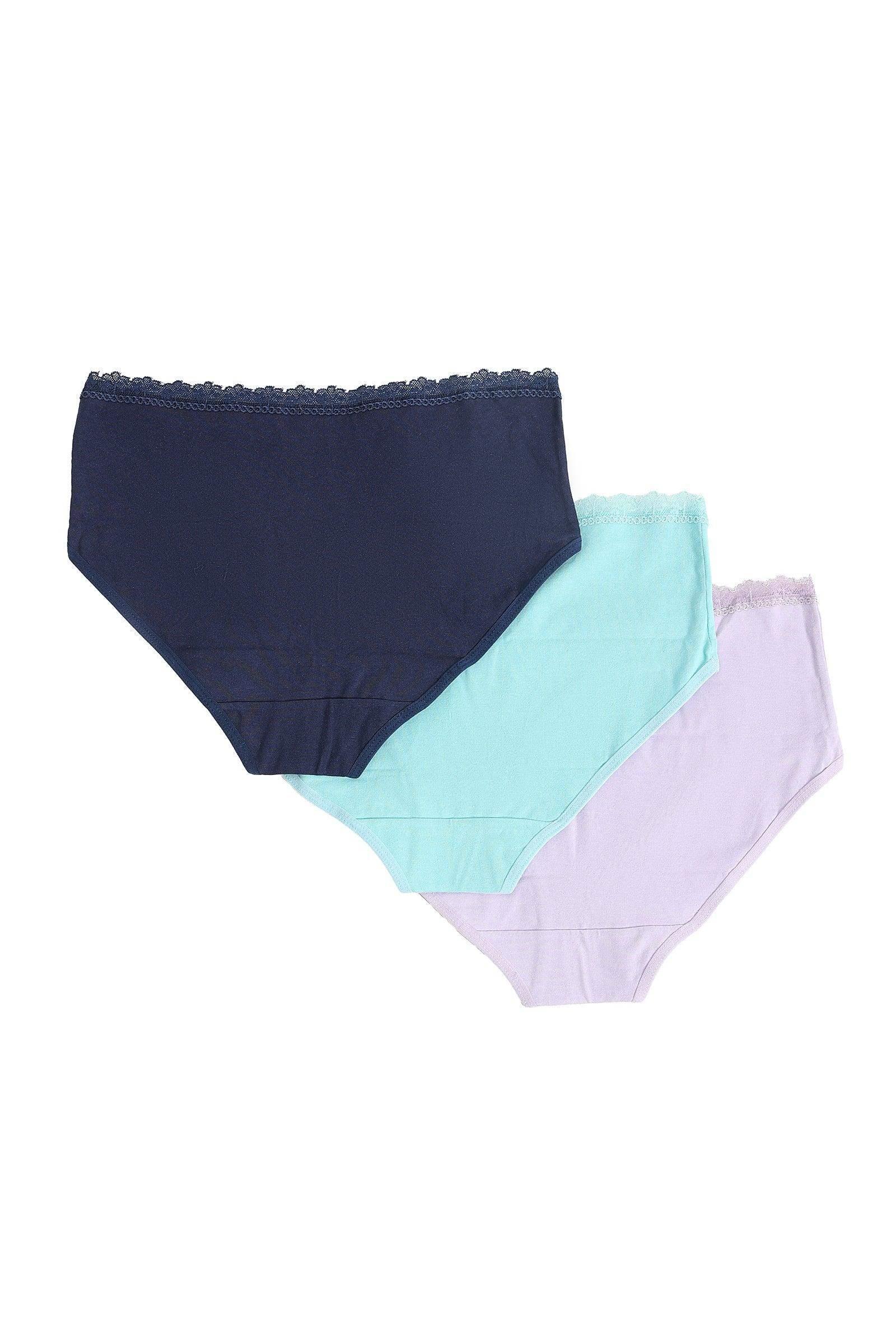 Pack of 3 Full Brief Panties with Lace - Carina - كارينا