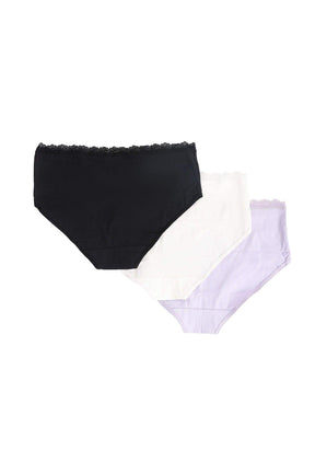 Pack of 3 Full Brief Panties with Lace - Carina - كارينا