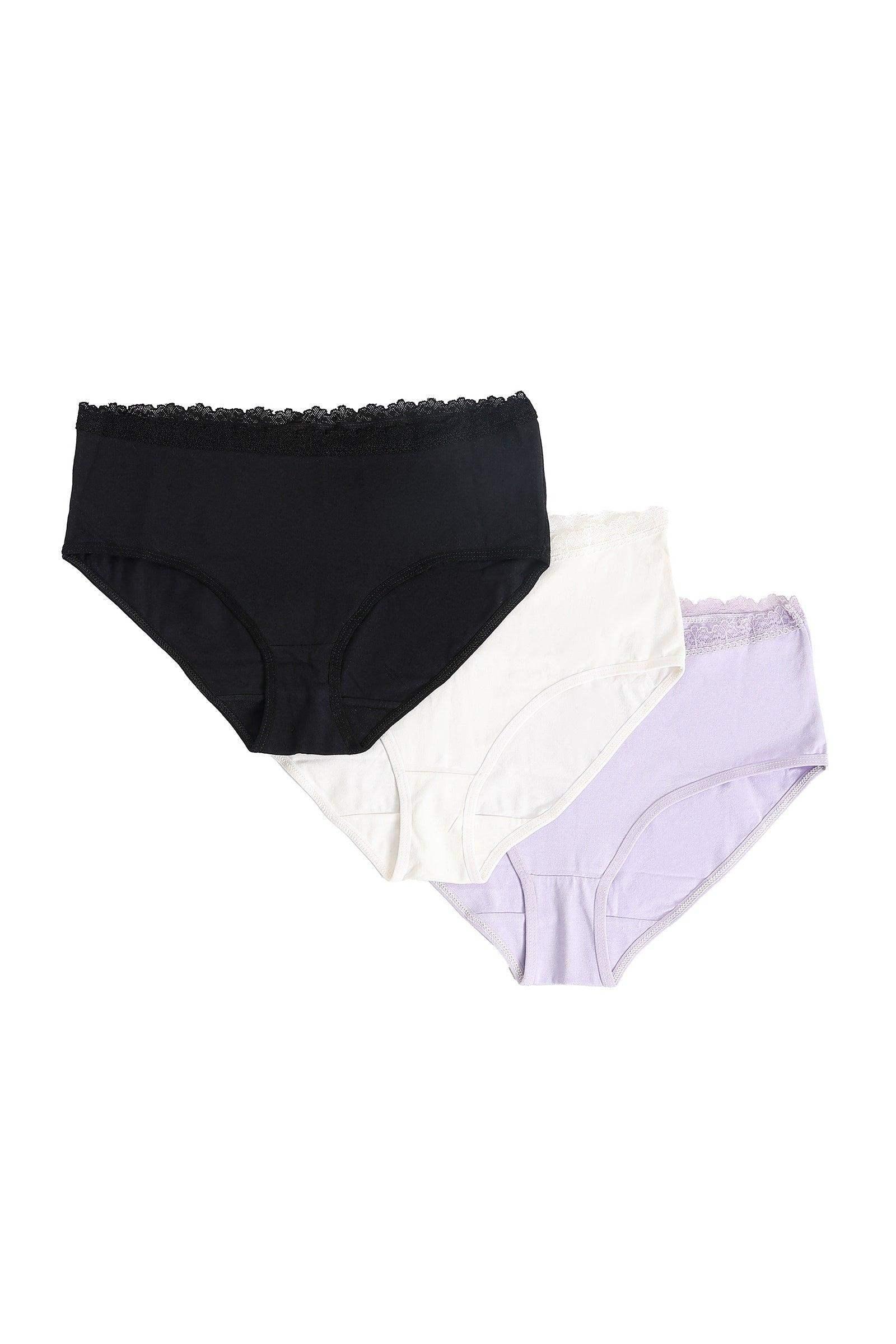 Pack of 3 Full Brief Panties with Lace - Carina - كارينا