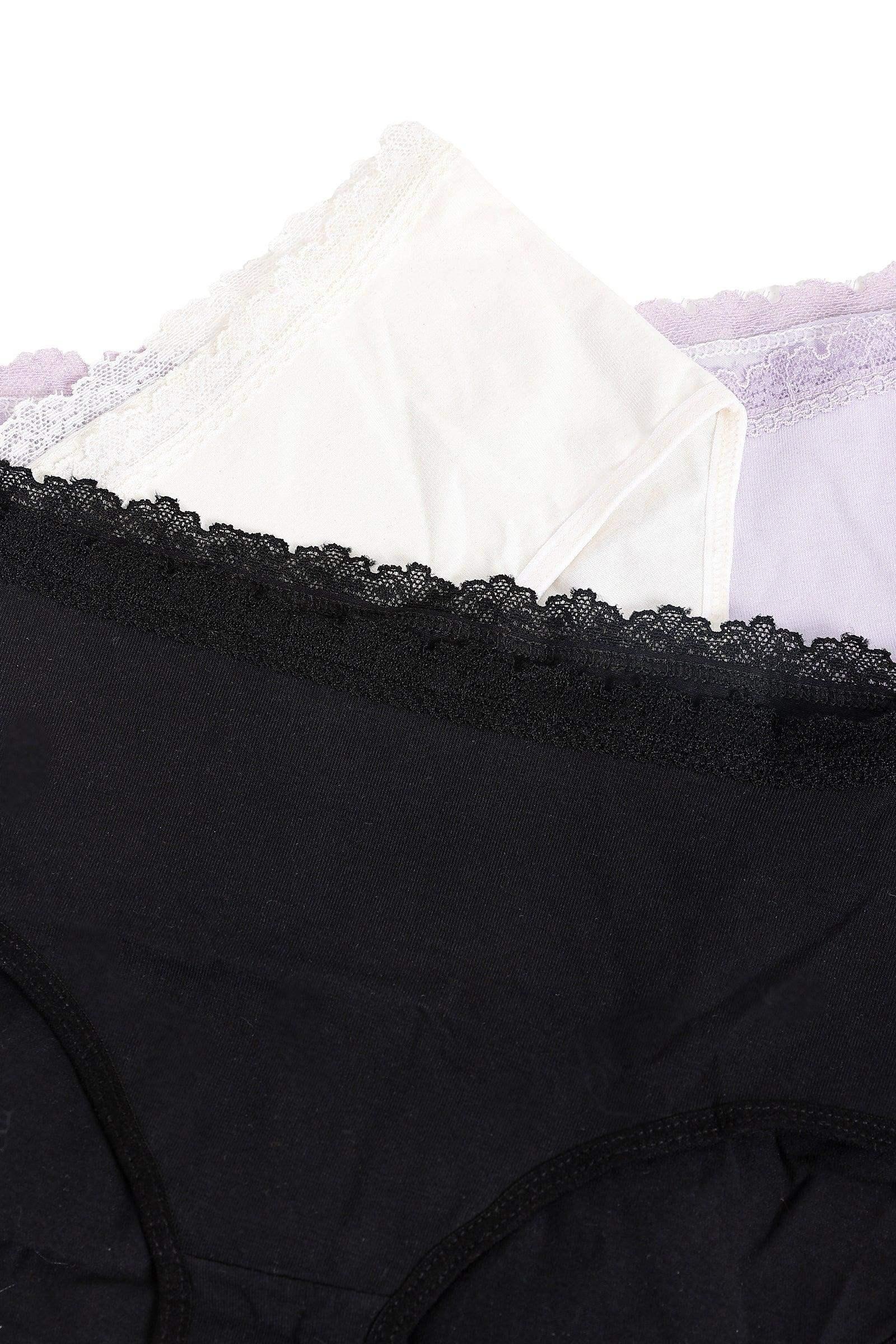 Pack of 3 Full Brief Panties with Lace - Carina - كارينا