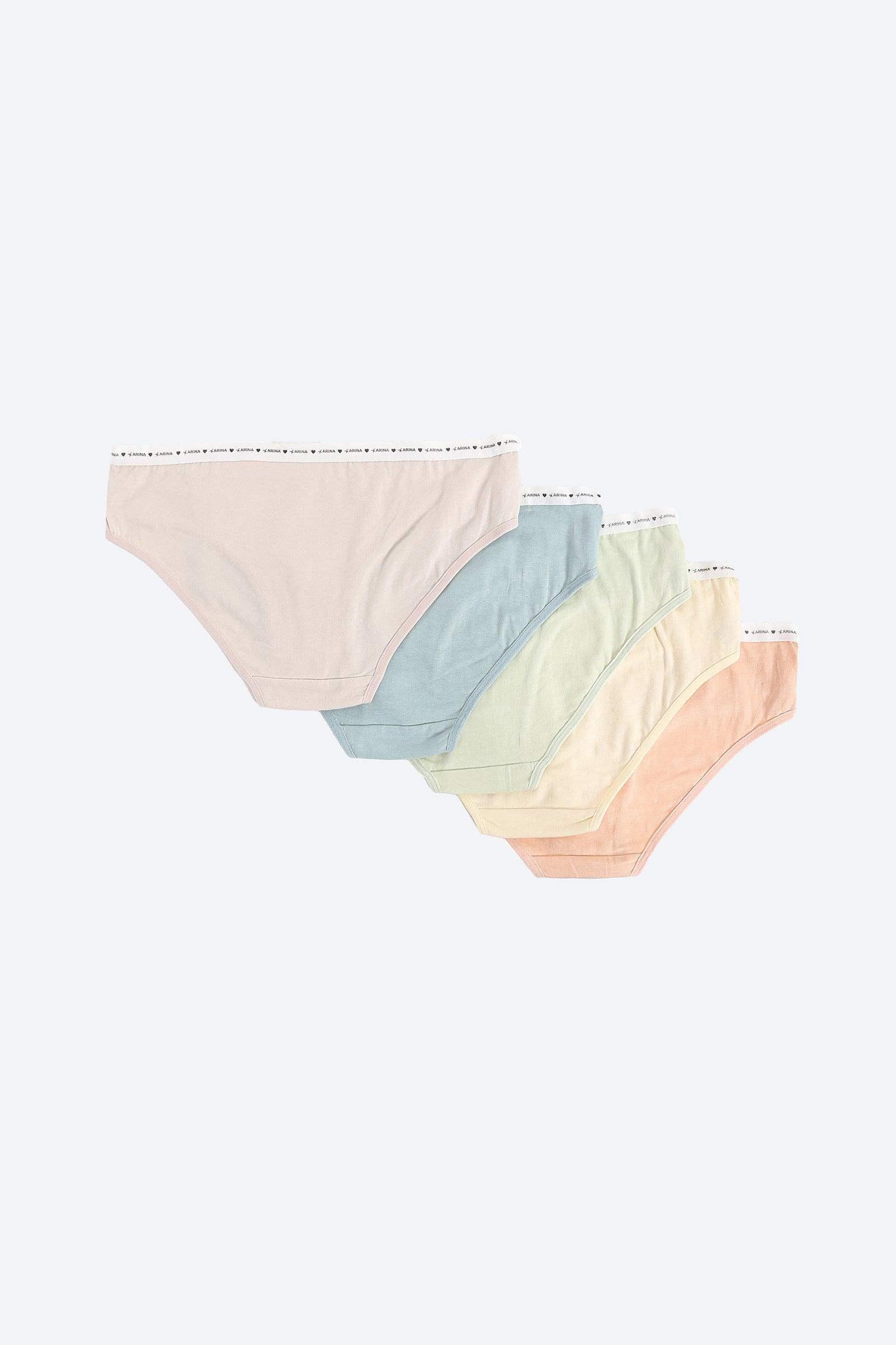 Pack of 5 Colored Bikini Panties - Carina - كارينا