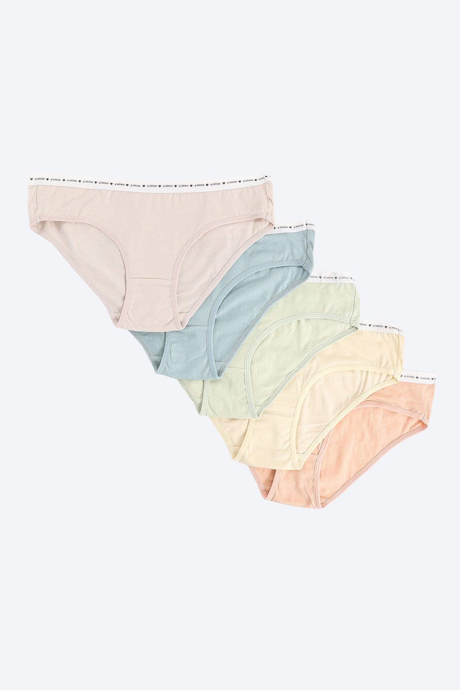 Pack of 5 Colored Brief Panties - Carina - كارينا