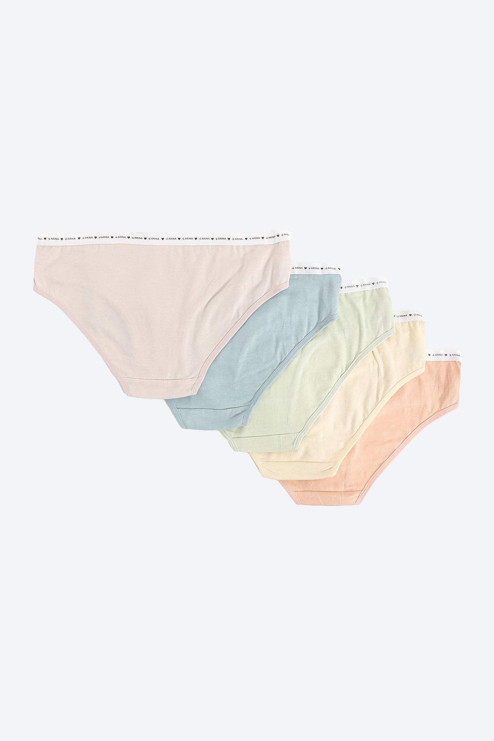 Pack of 5 Colored Brief Panties - Carina - كارينا
