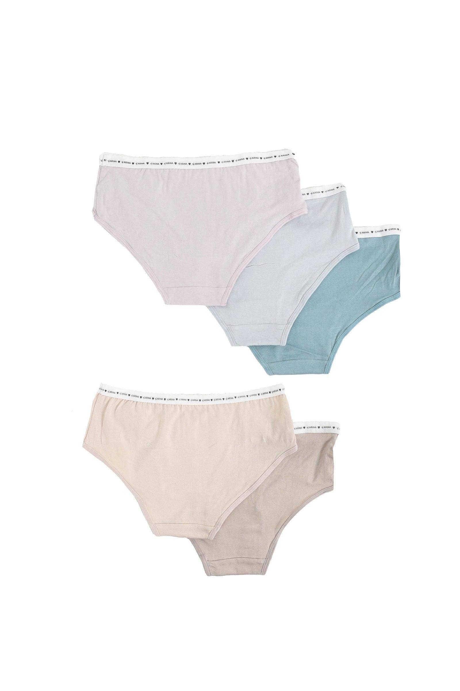 Pack of 5 Colored Brief Panties - Carina - كارينا