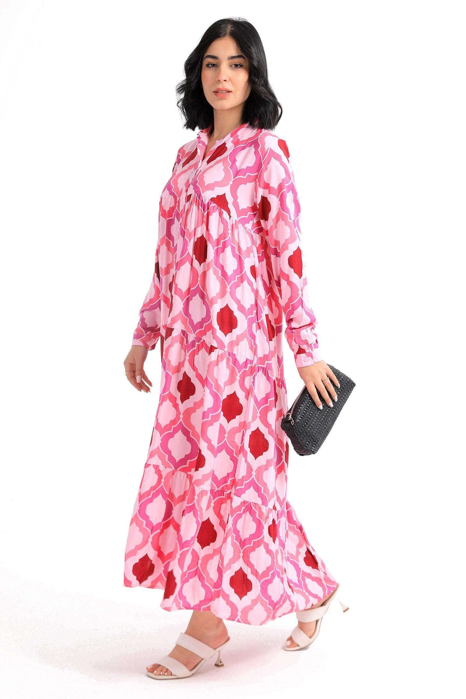 Pink & Red Shirt Dress - Carina - كارينا