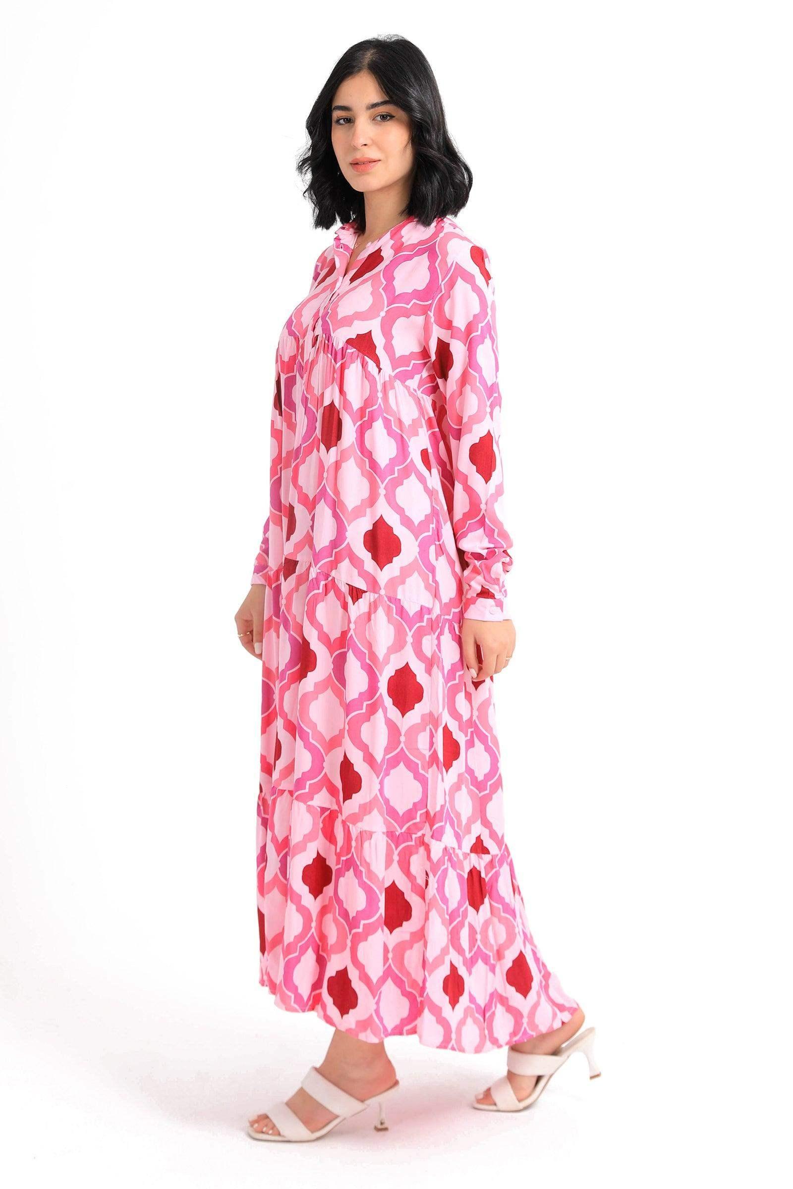 Pink & Red Shirt Dress - Carina - كارينا