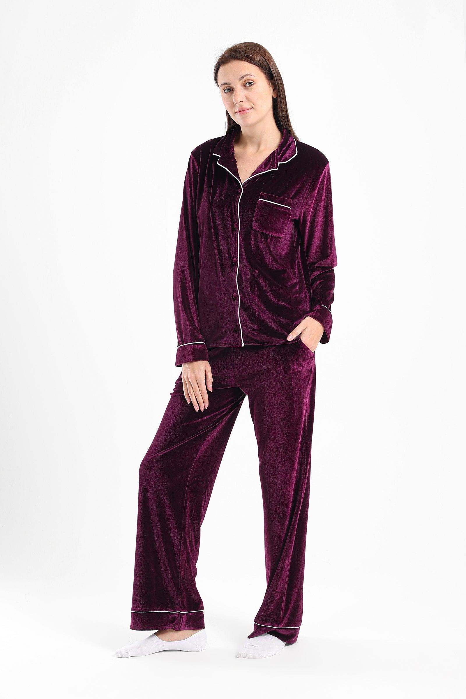 Piping Velvet Pyjama Set - Carina - كارينا