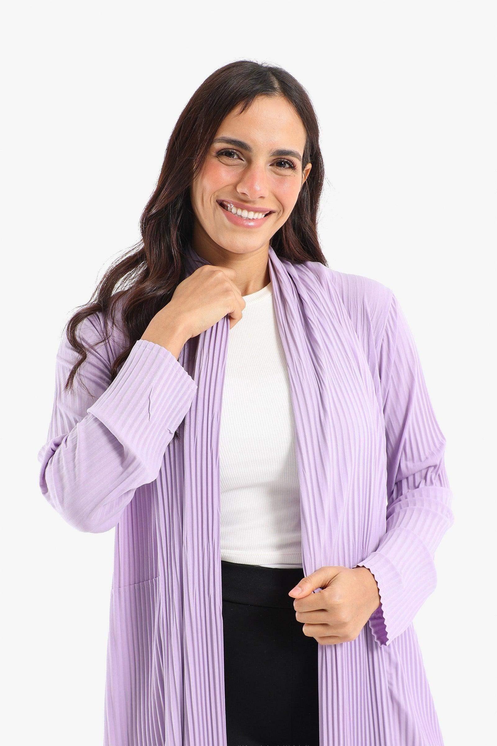 Pleated Open Neckline Kimono - Carina - كارينا