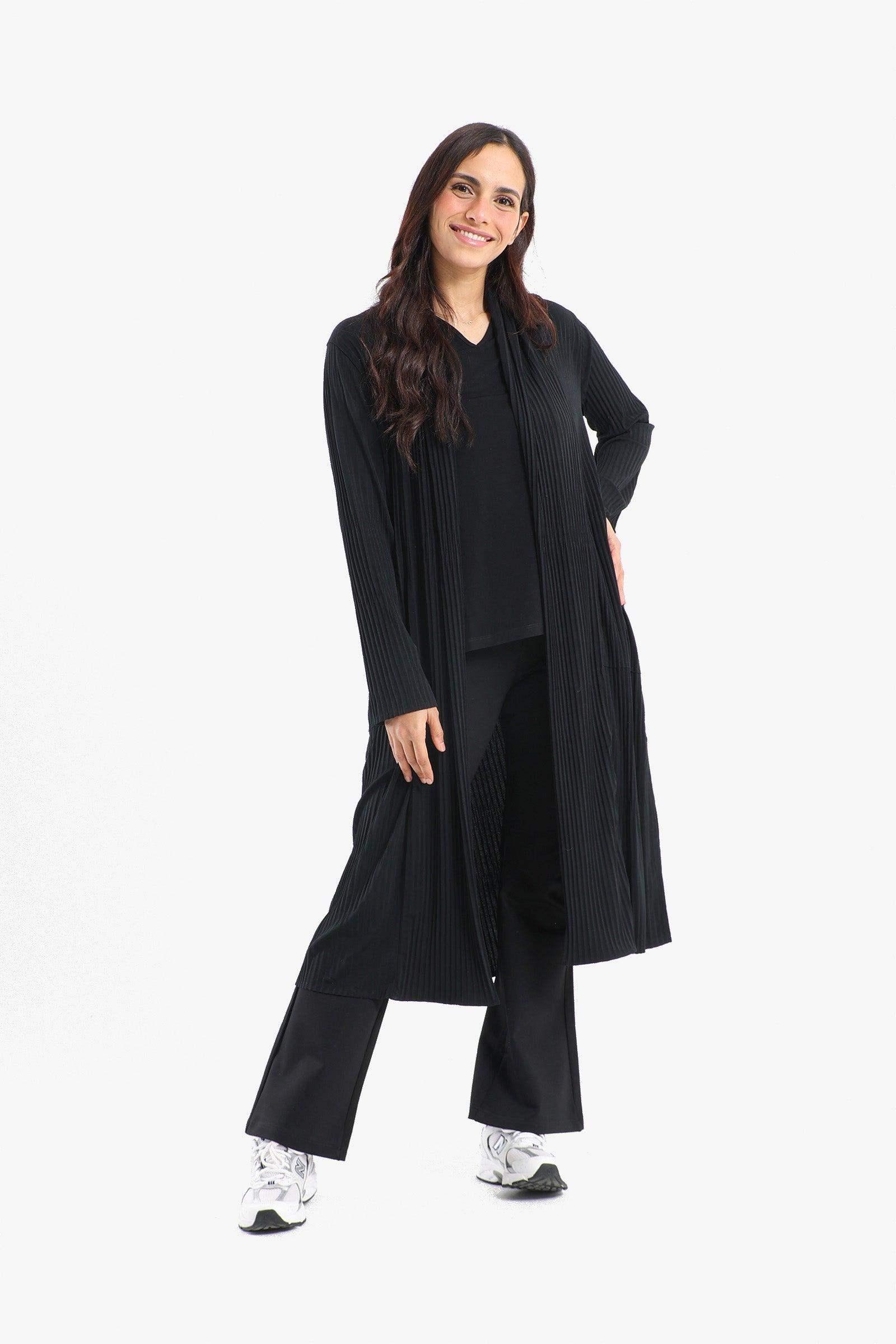 Pleated Open Neckline Kimono - Carina - كارينا