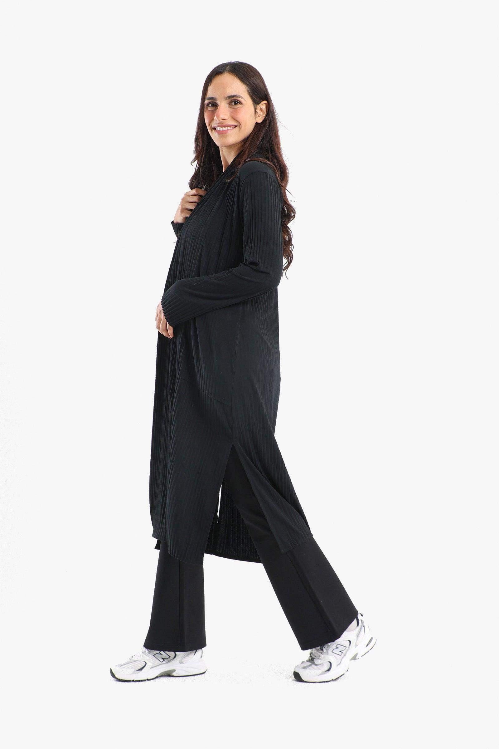 Pleated Open Neckline Kimono - Carina - كارينا