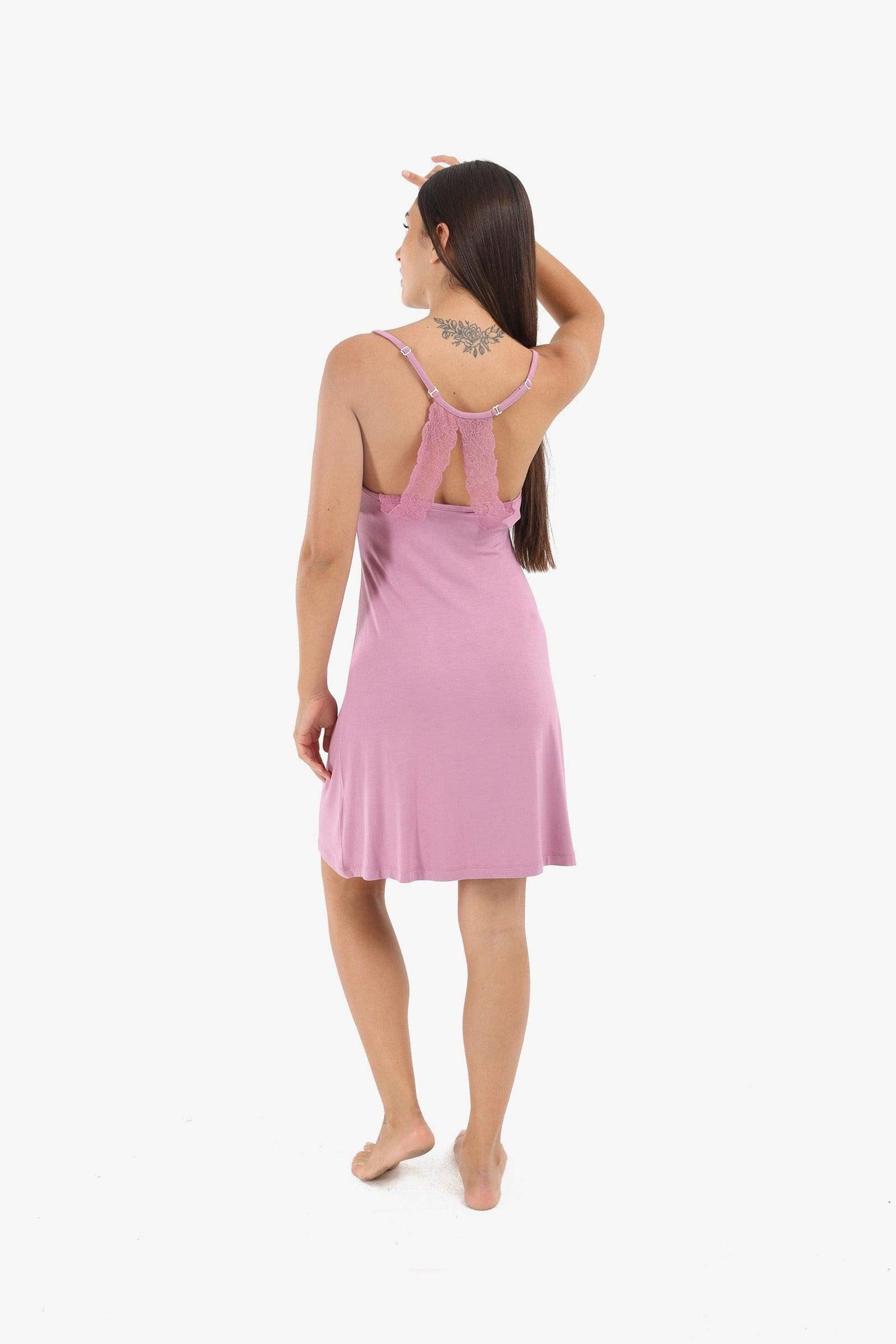 Plunge Neck Viscose Nightgown - Carina - كارينا