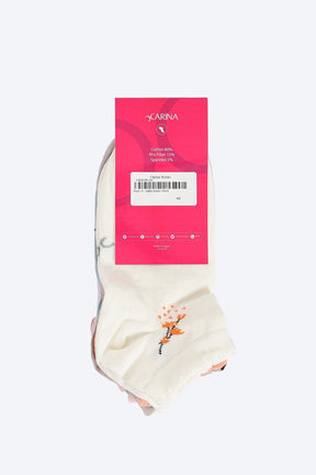 Printed Ankle Length Socks - 5 Pairs - Carina - كارينا