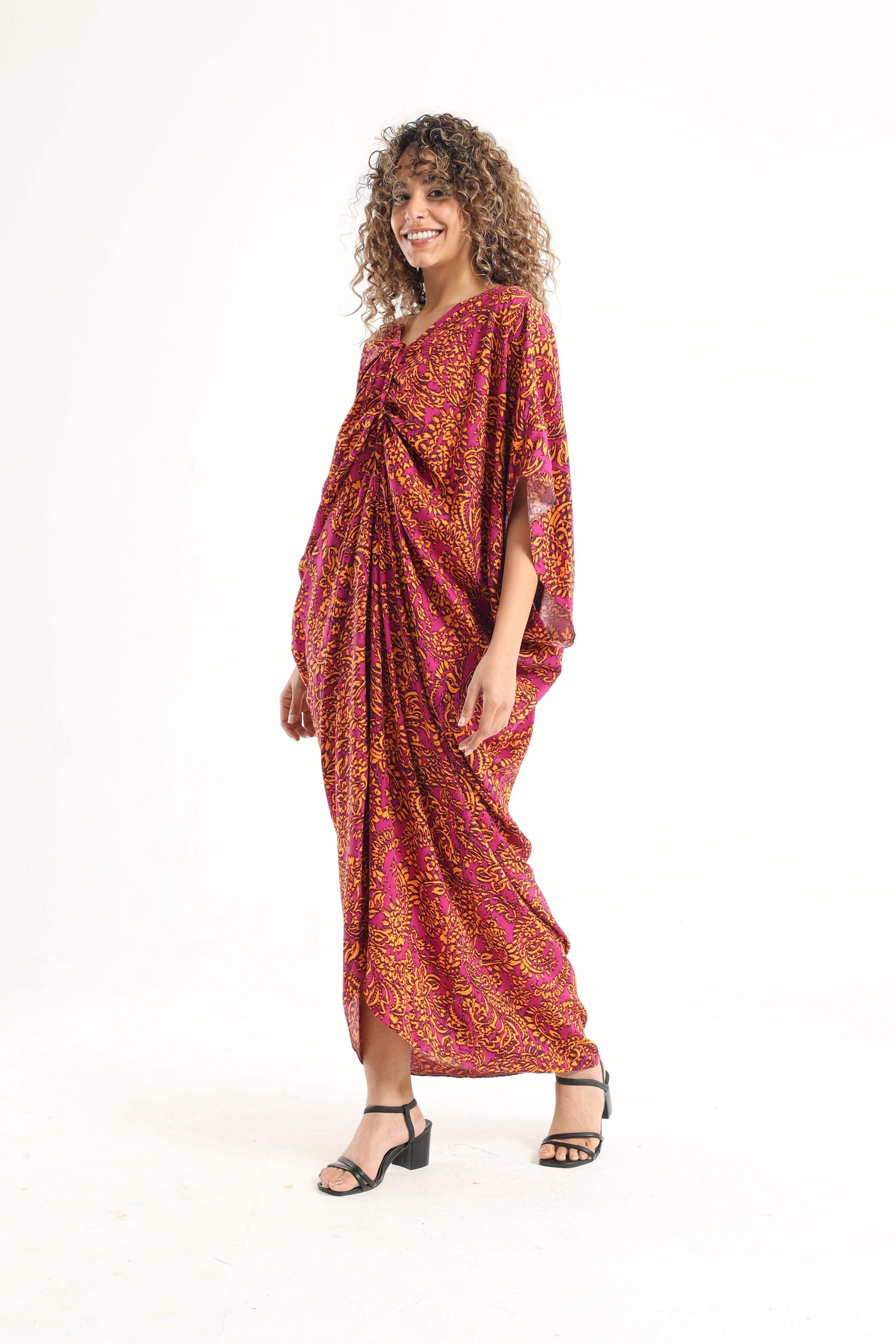 Printed Dress with Front Slit - Carina - كارينا
