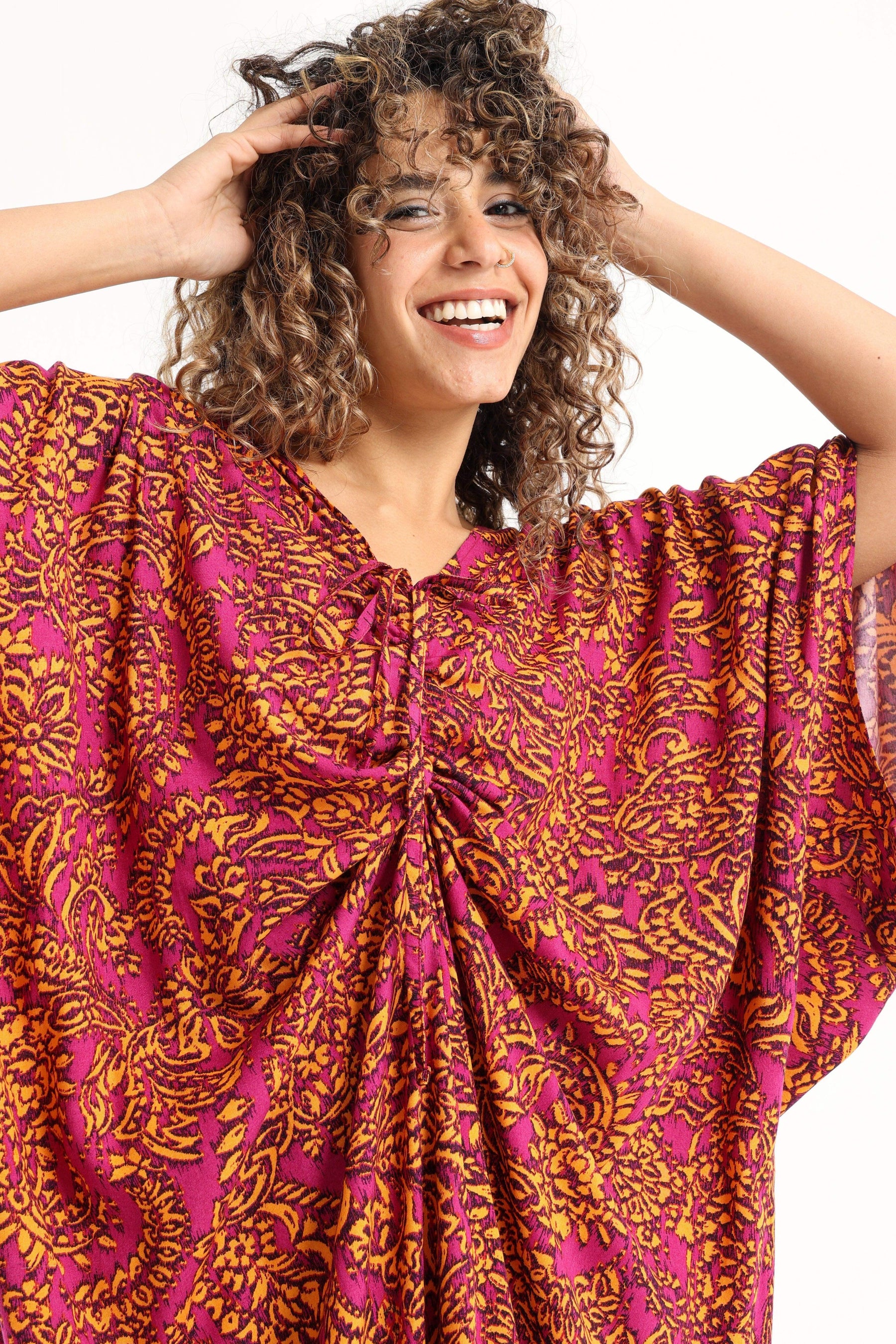 Printed Dress with Front Slit - Carina - كارينا