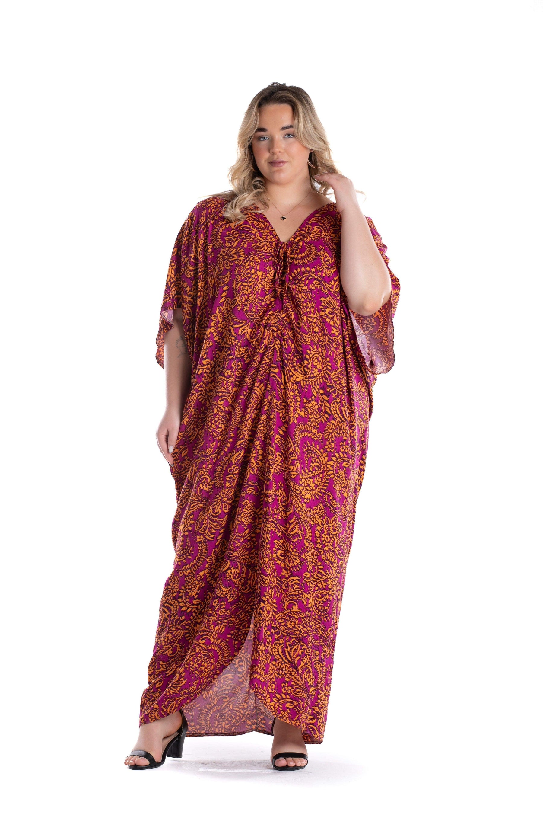 Printed Dress with Front Slit - Carina - كارينا