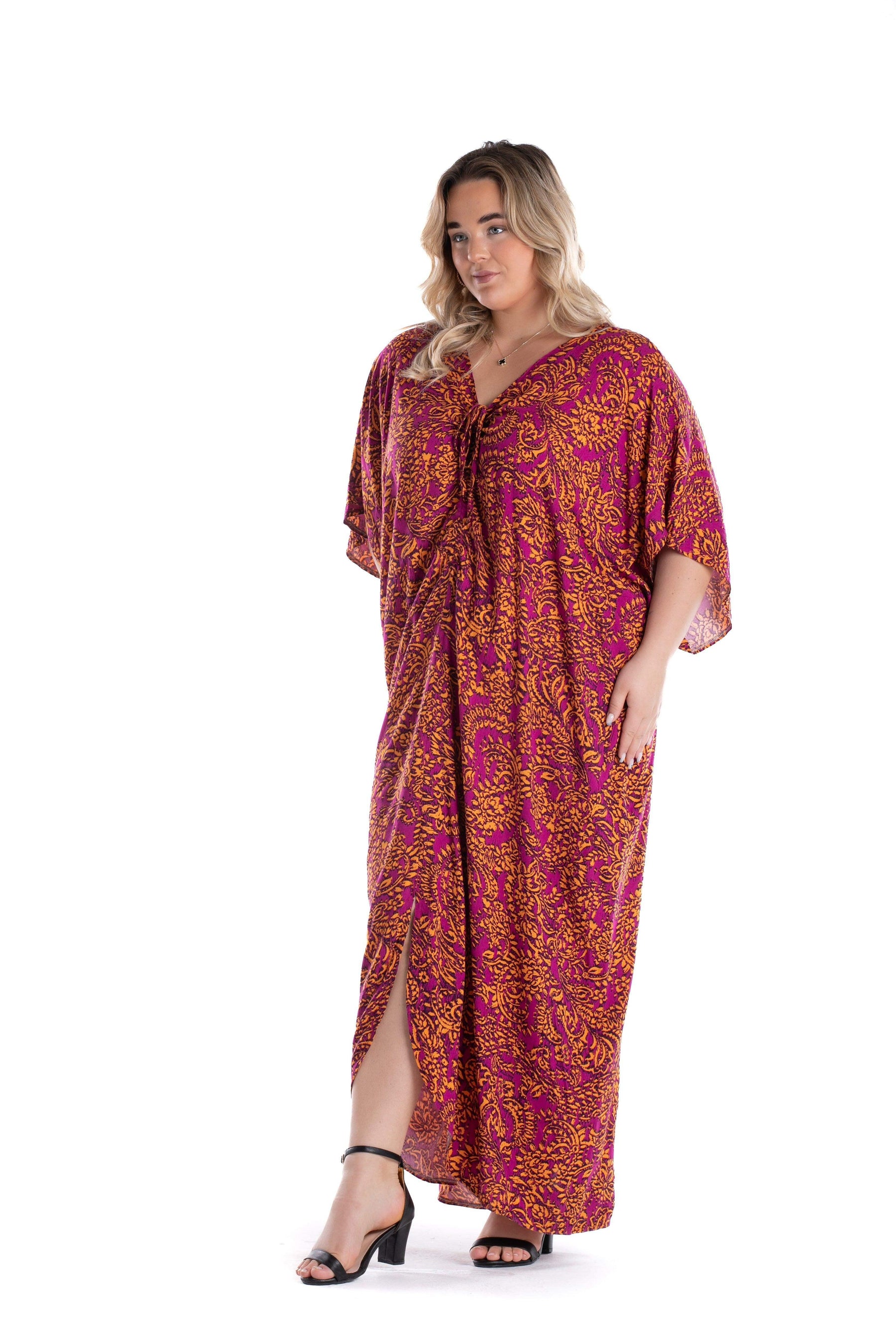Printed Dress with Front Slit - Carina - كارينا