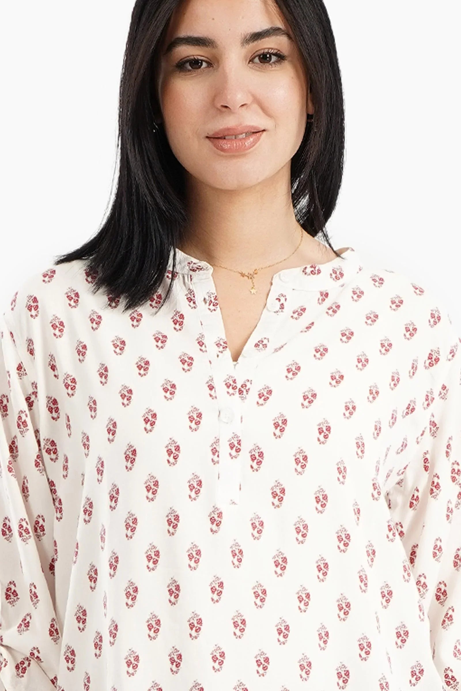 Printed Nightgown with Round Hem - Carina - كارينا