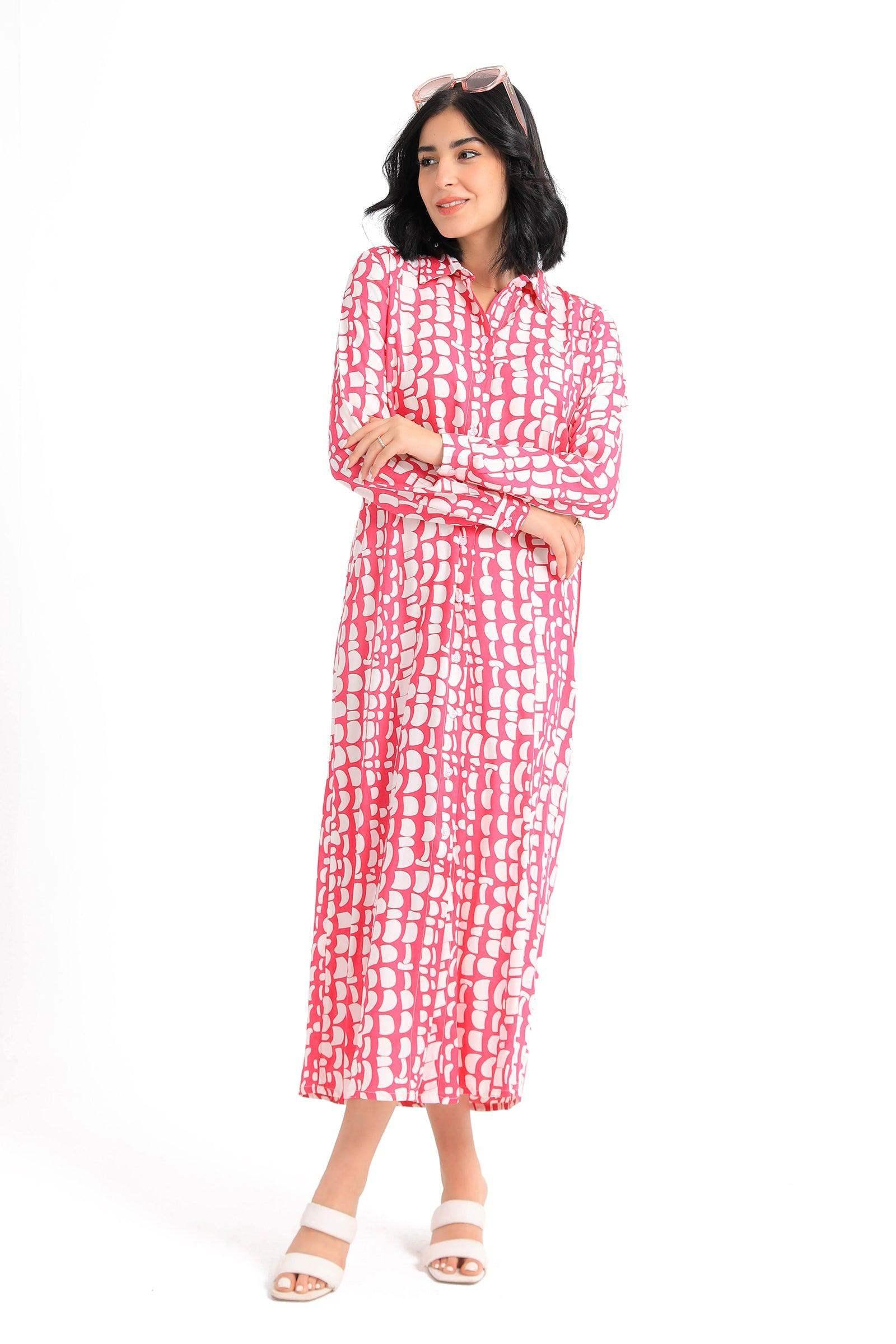 Printed Pattern Shirt Dress - Carina - كارينا
