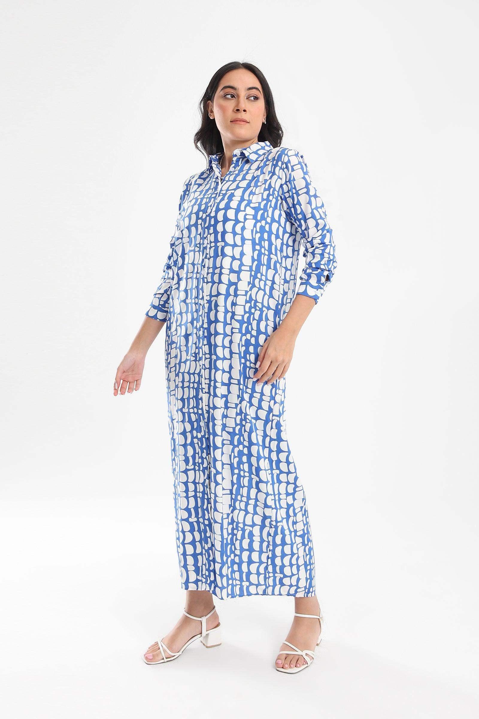 Printed Pattern Shirt Dress - Carina - كارينا