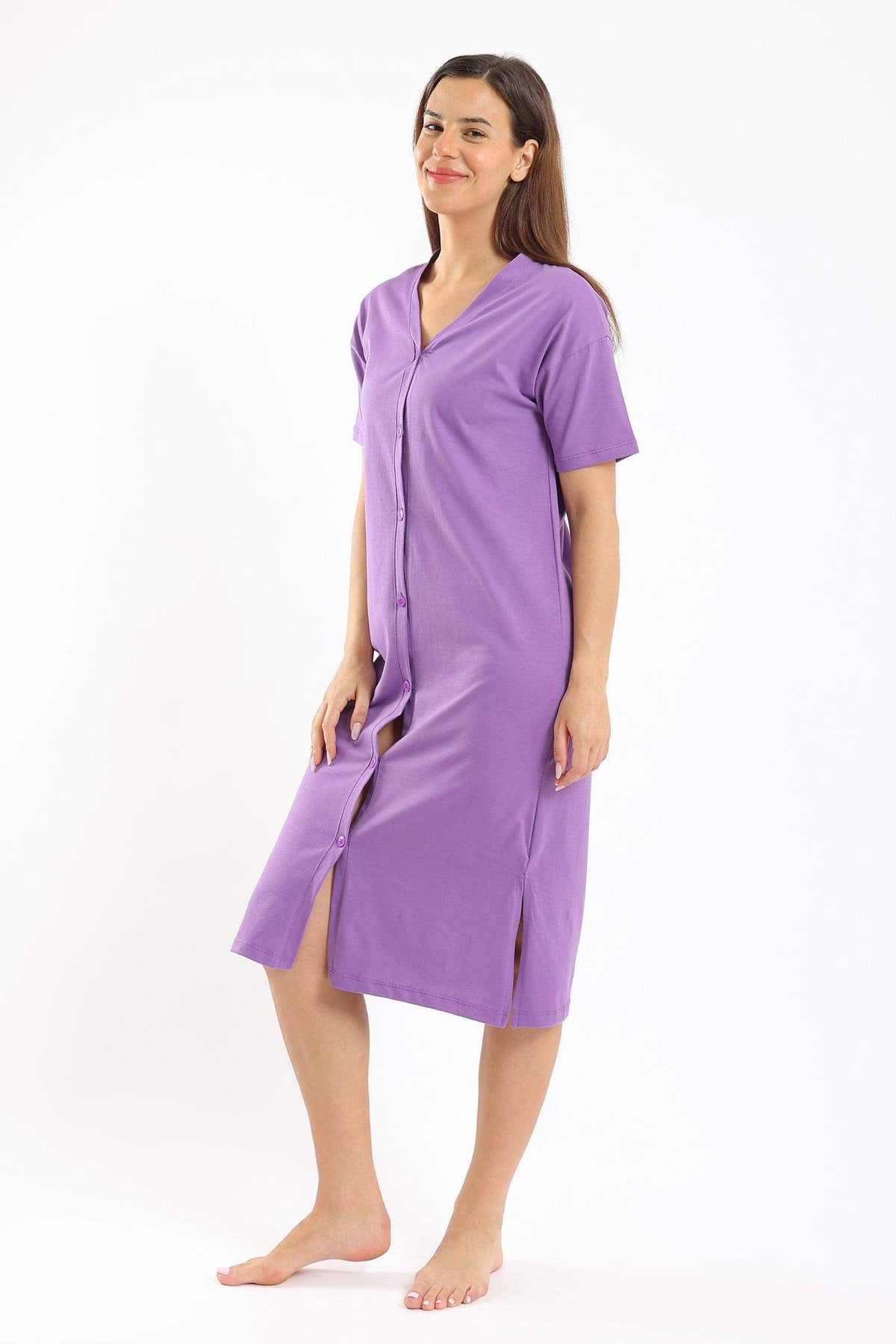 Purple V-Neck Dress - Carina - كارينا