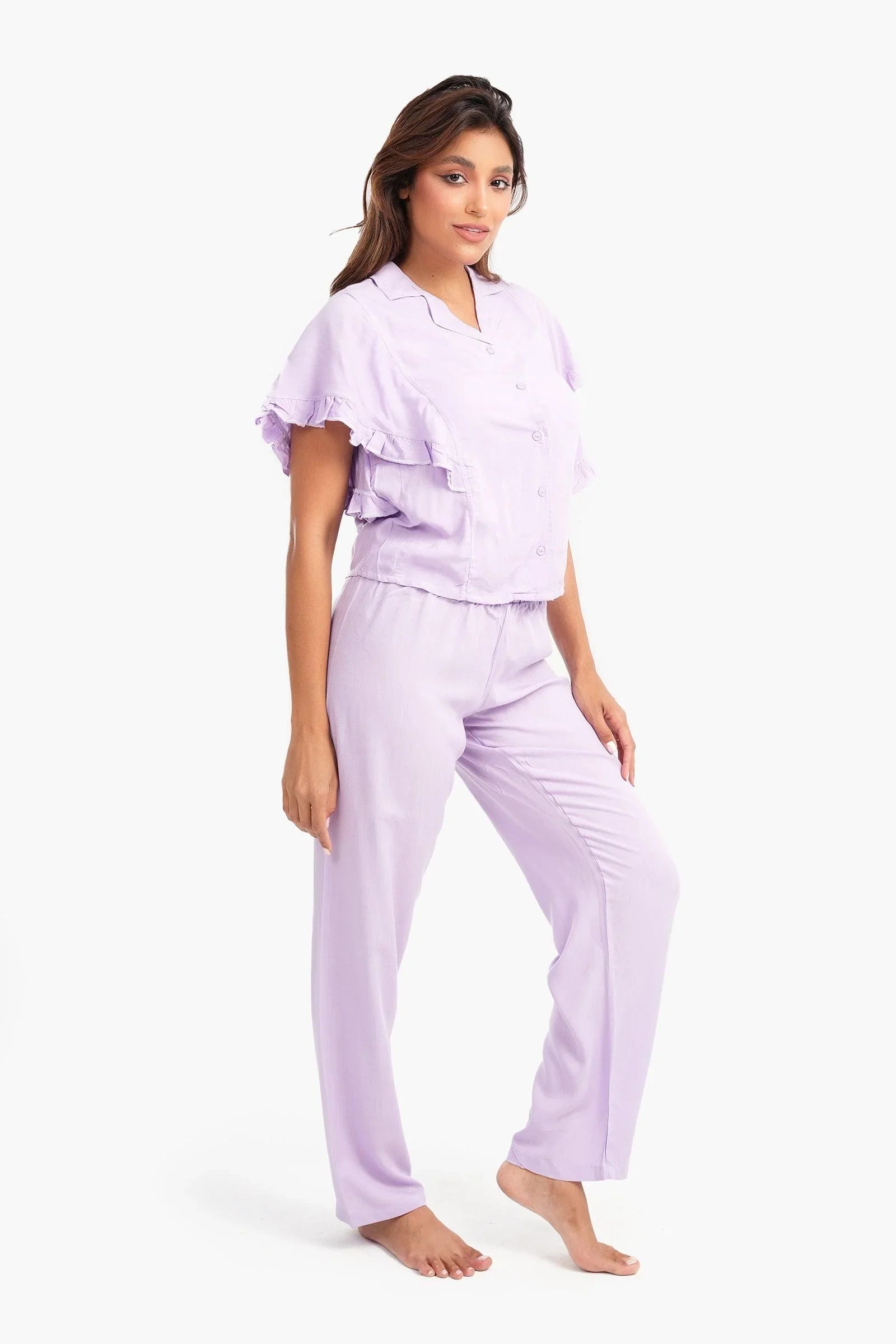 Pyjama Set with Ruffled Sleeves - Carina - كارينا