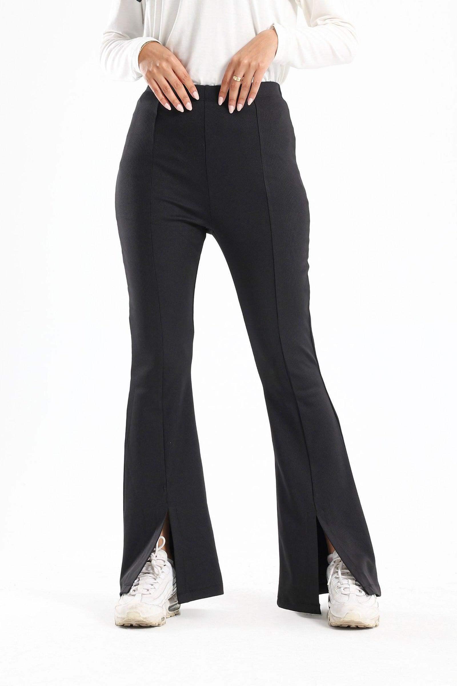 Ribbed Flared Pants With Front Slit | | Carina Wear – Carina Ribbed Flared Pants With Front Slit | | Carina Wear – Carina