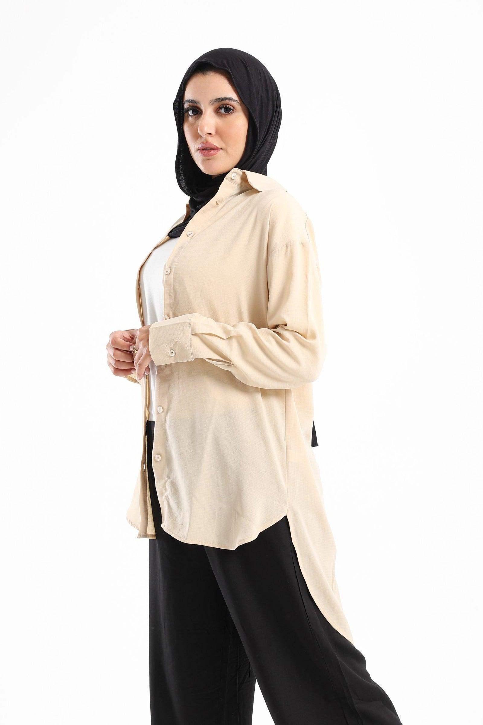 Round Hem Plain Shirt - Carina - كارينا
