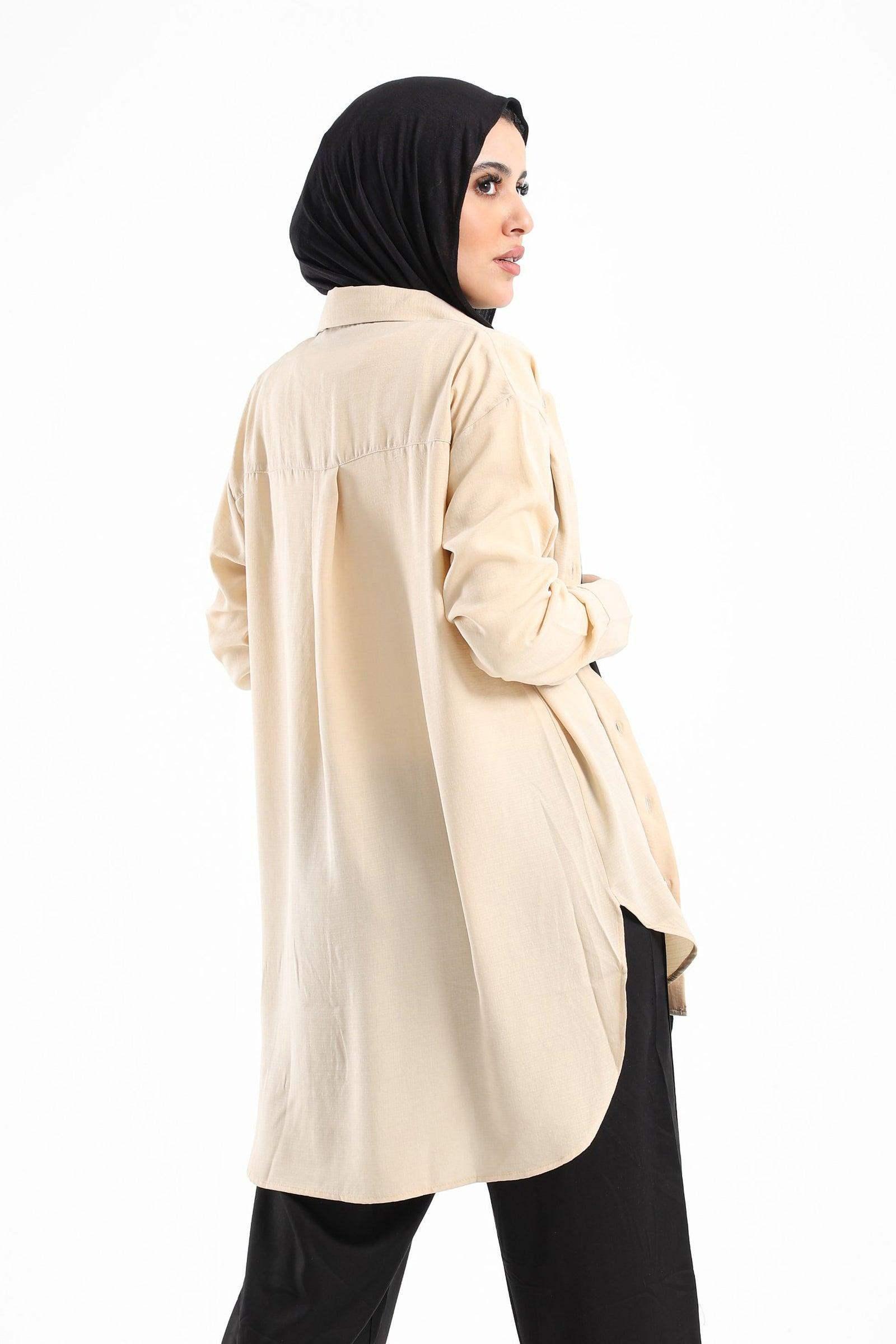 Round Hem Plain Shirt - Carina - كارينا