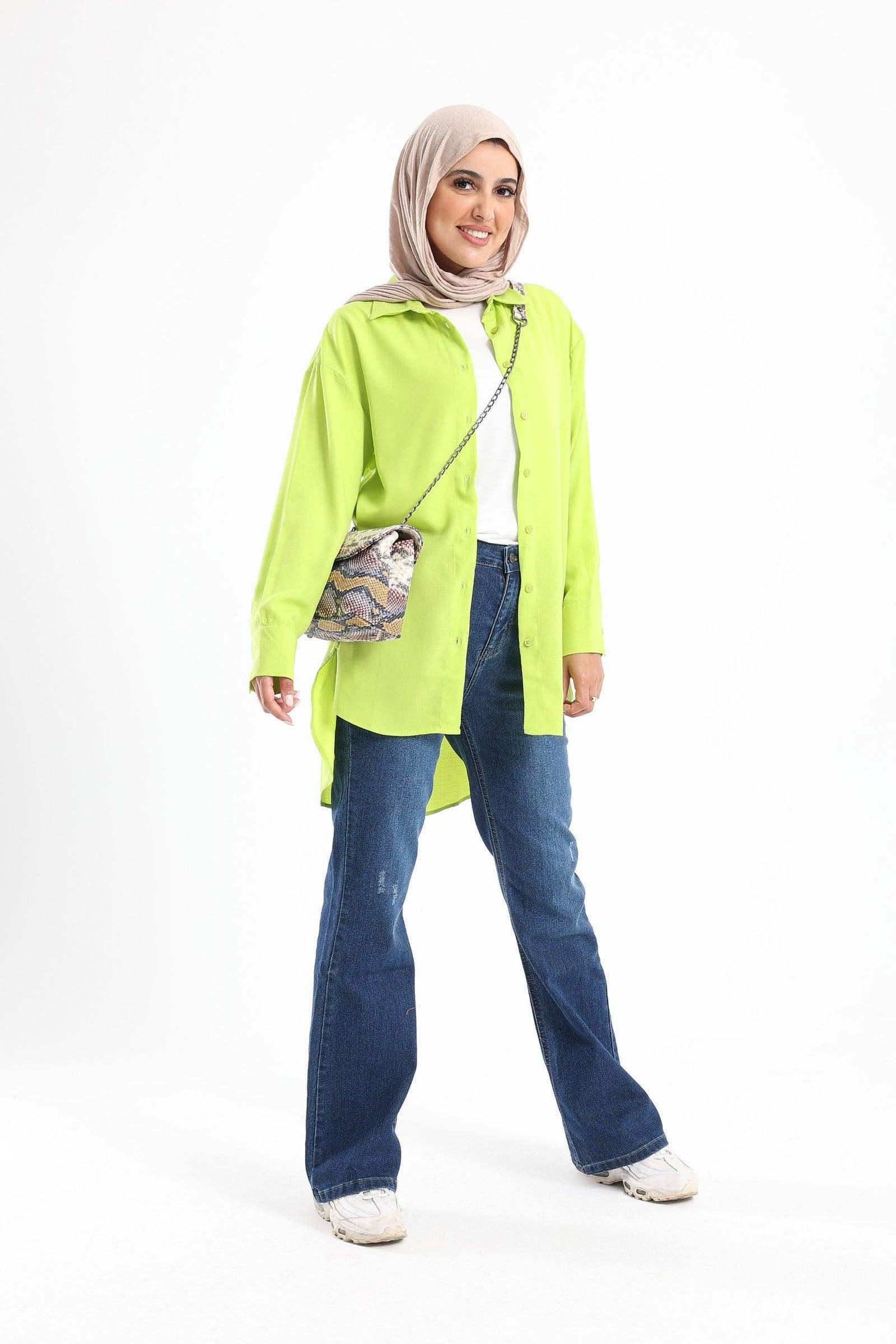 Round Hem Plain Shirt - Carina - كارينا