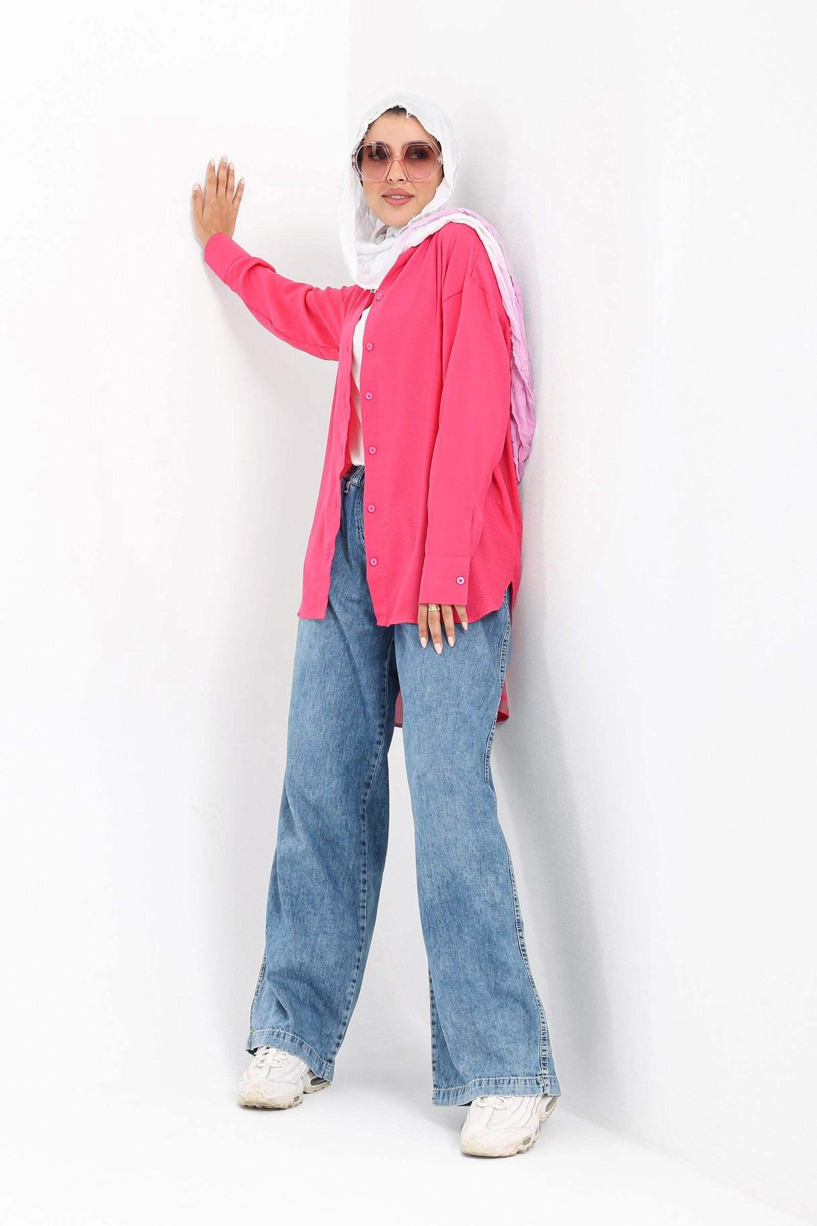 Round Hem Plain Shirt - Carina - كارينا