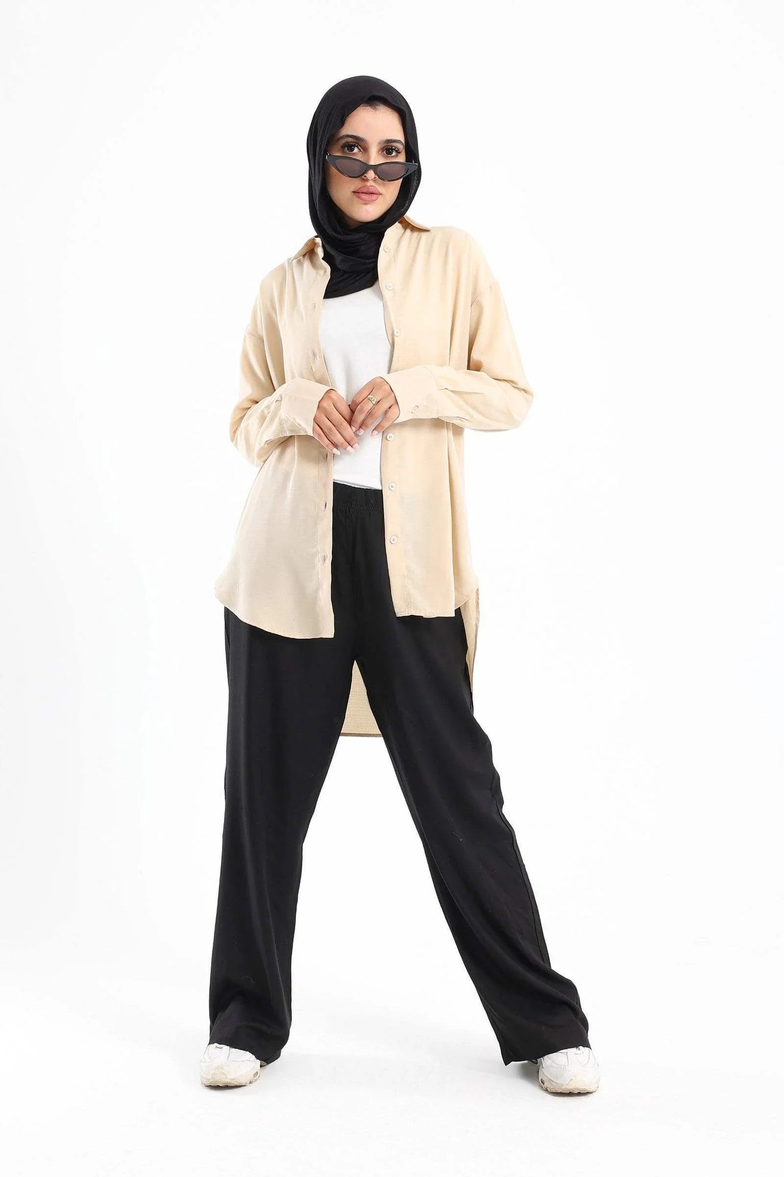 Round Hem Plain Shirt - Carina - كارينا