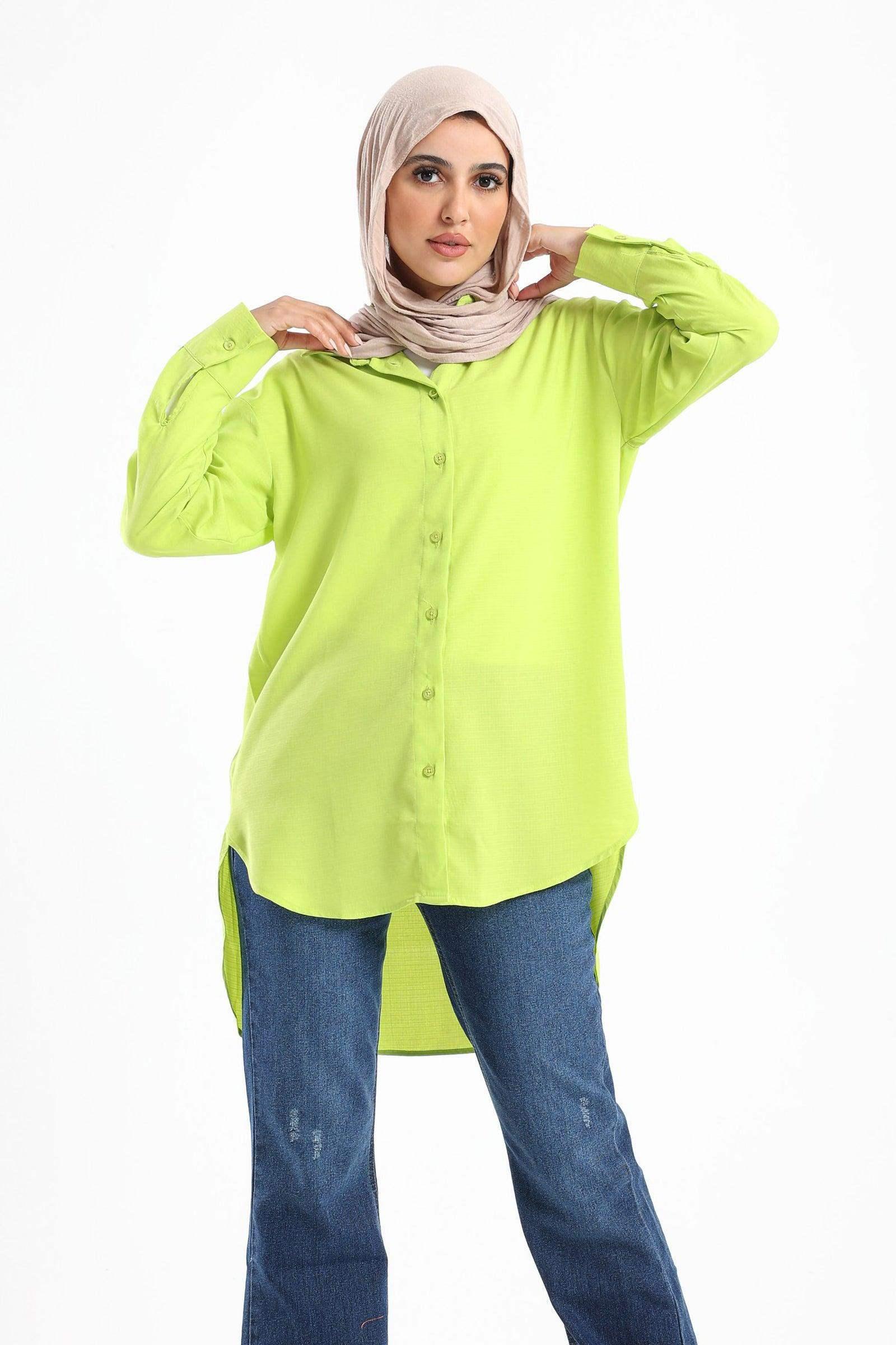 Round Hem Plain Shirt - Carina - كارينا