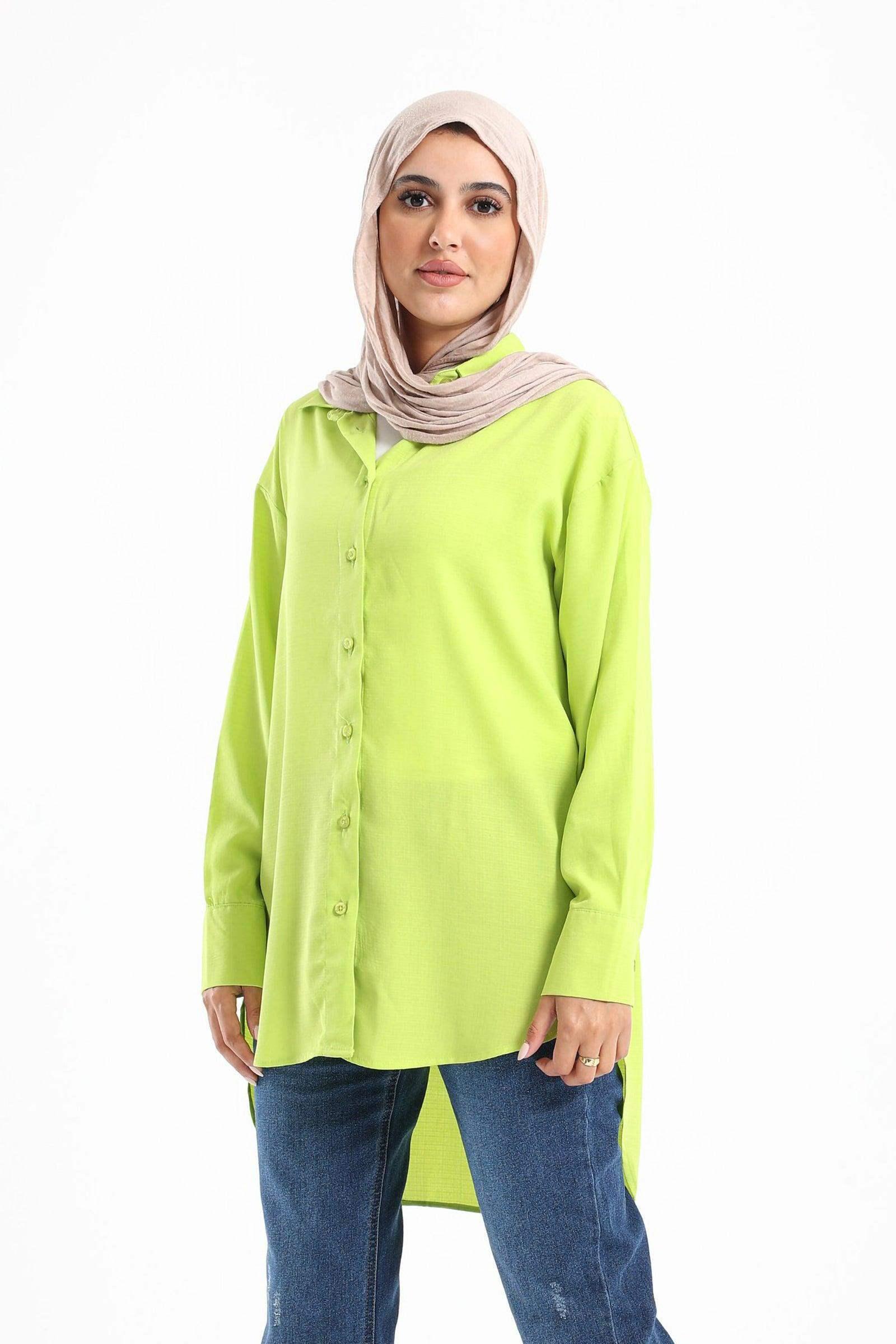 Round Hem Plain Shirt - Carina - كارينا